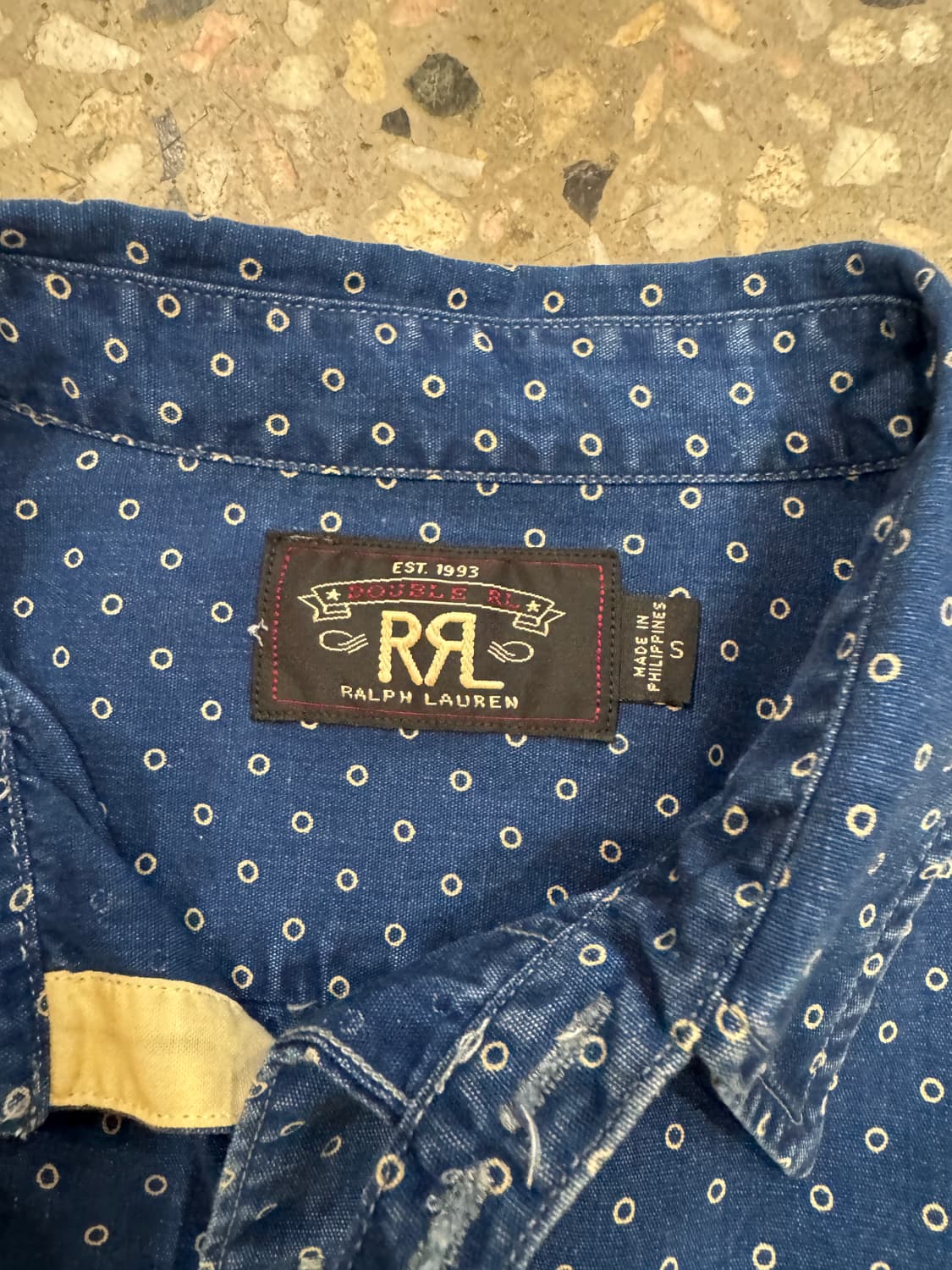 RRL 폴카닷 워크 셔츠 블루 (S) 상품이미지4