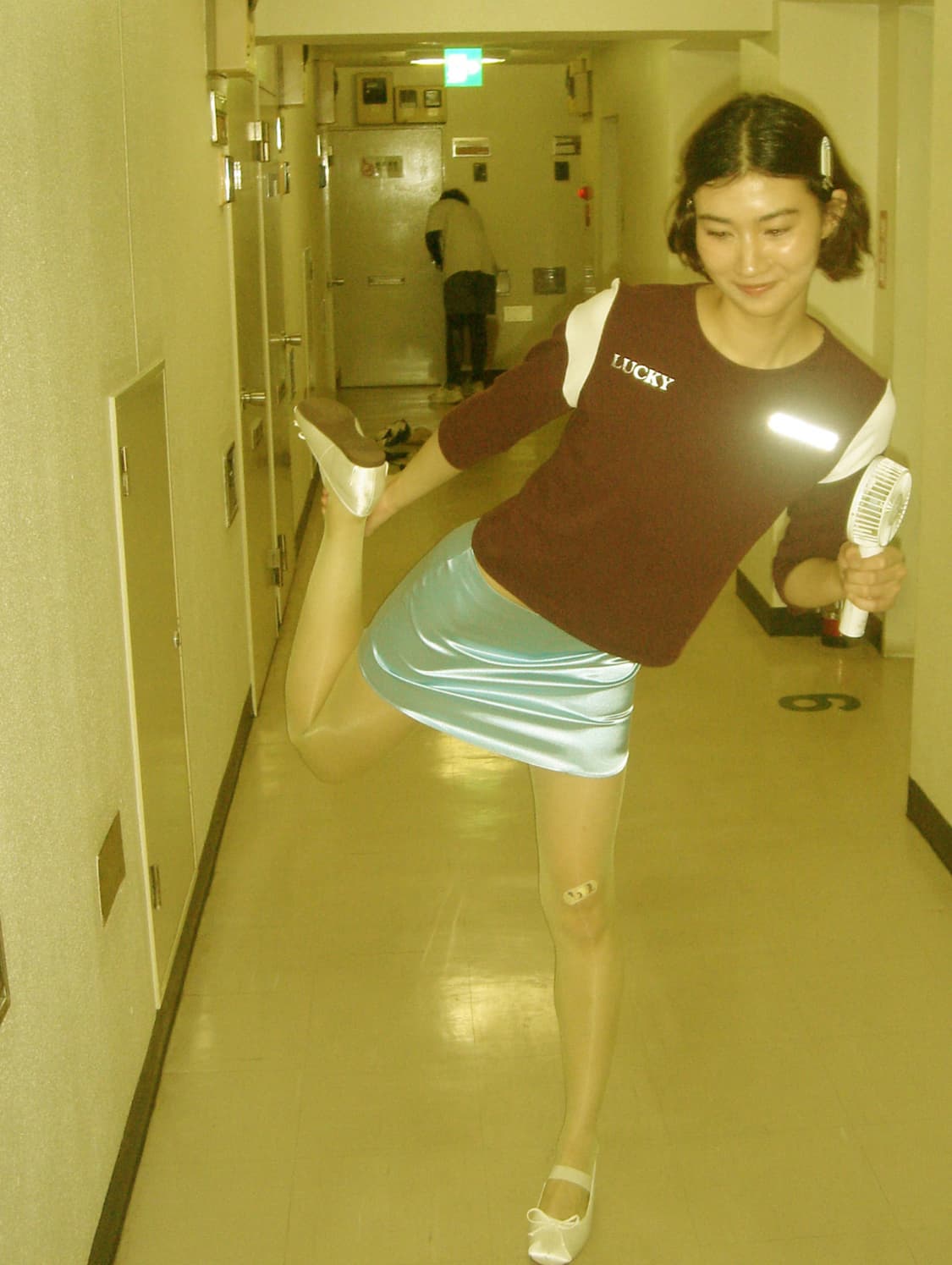 나비버스 Lucky Service Top 버건디 7부 티셔츠 상품이미지6