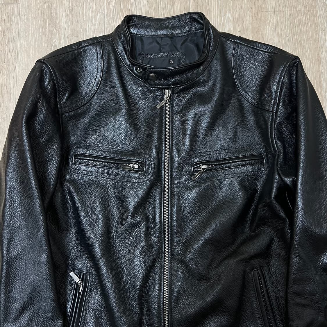 포타임 남성 천연 소가죽 바이커 가죽자켓 L/100 상품이미지2