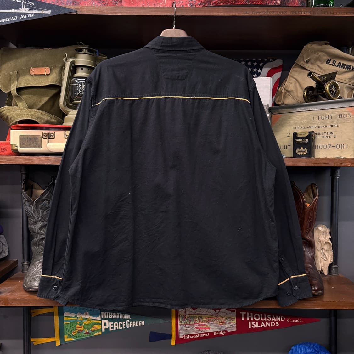 00s 할리데이비슨 스펠아웃 스트링 플랩포켓 모터바이크 셔츠  N275 상품이미지2