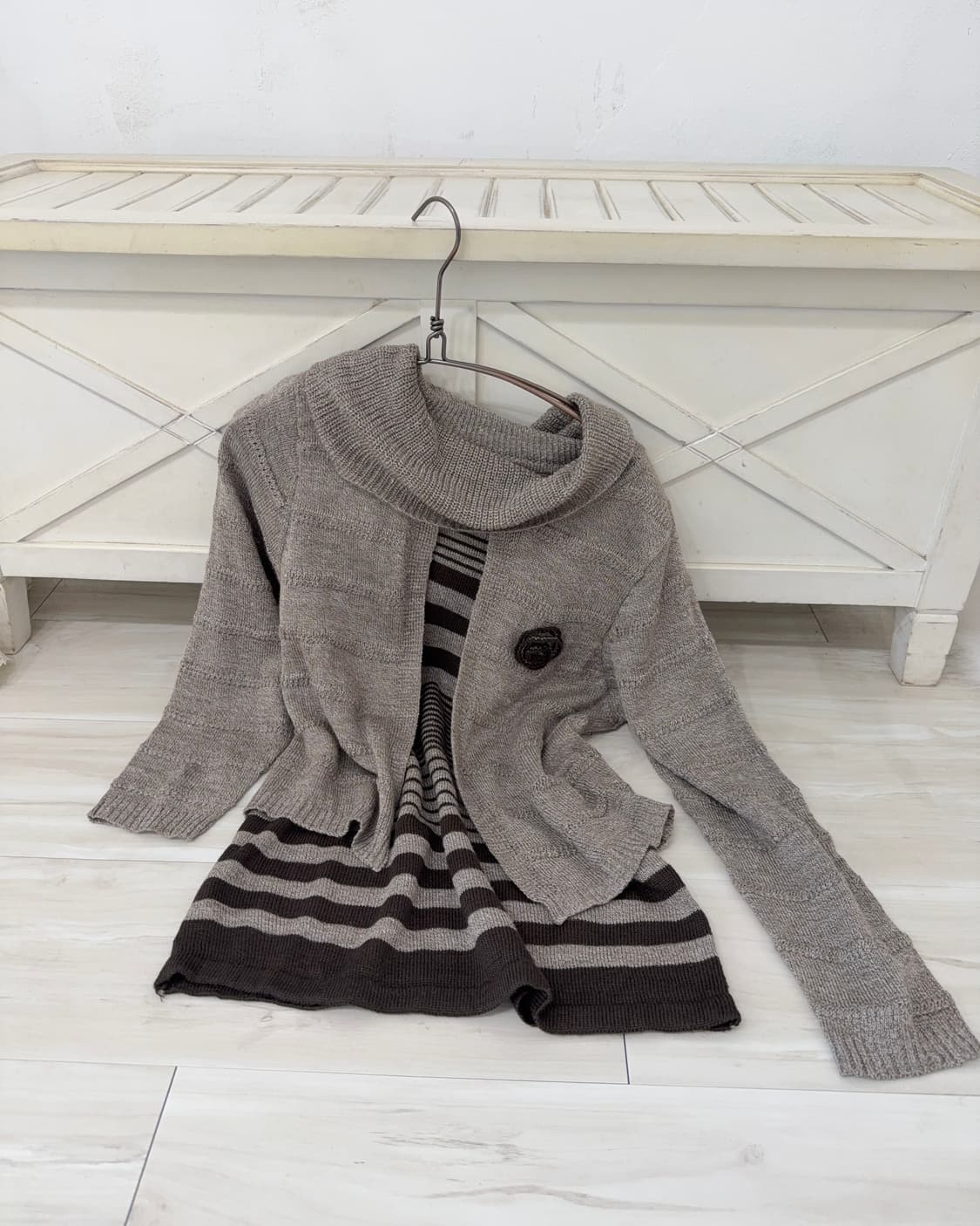 Nerd mocha mousse cardigan layered knit  상품이미지1