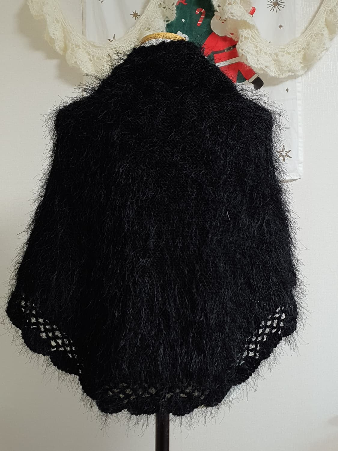 [모리걸] 캐캐체 블랙 털실 뜨개 숄 케이프 달천깔 상품이미지7