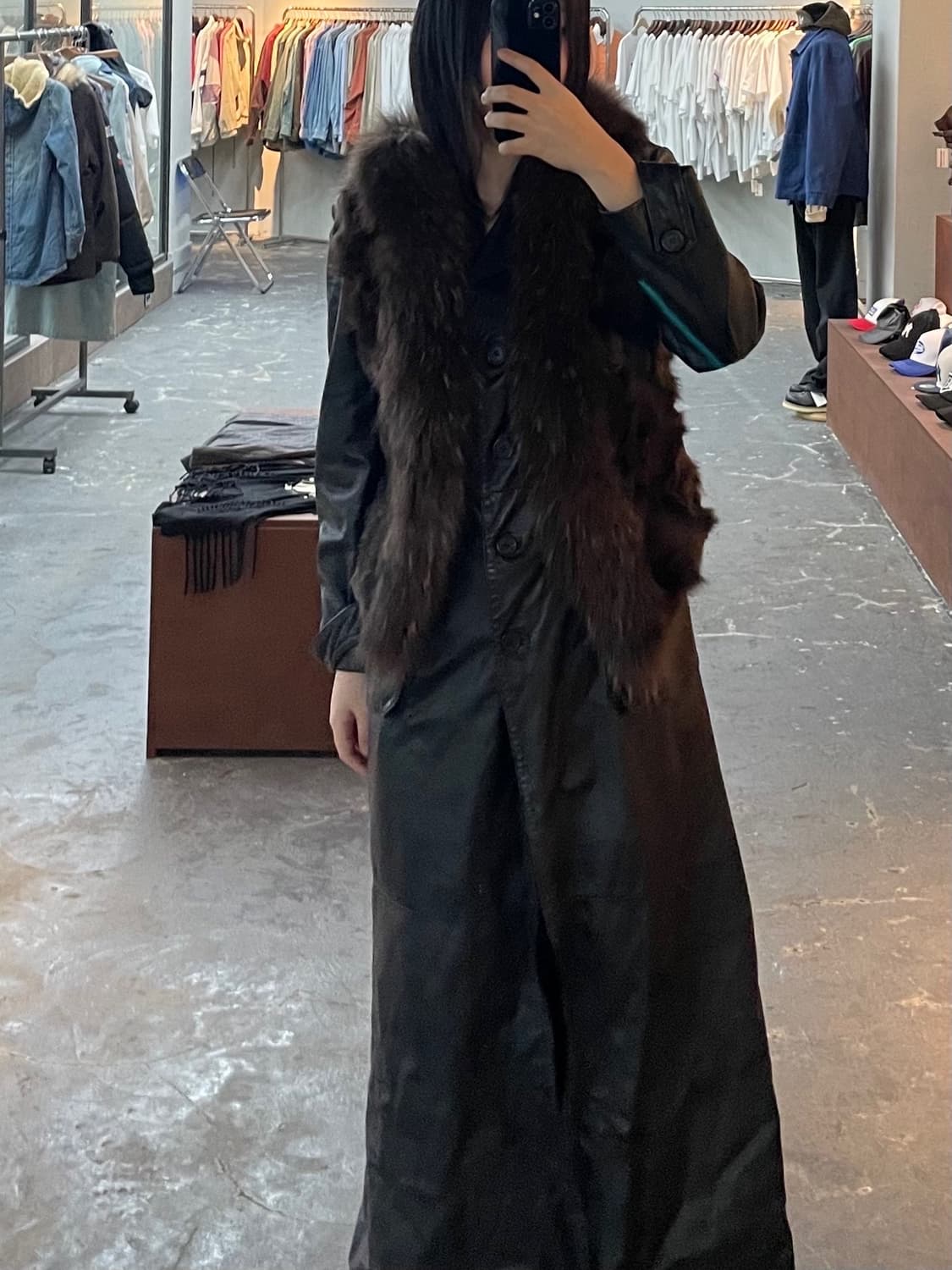 빈티지 다크브라운 퍼 베스트 H1122 상품이미지1