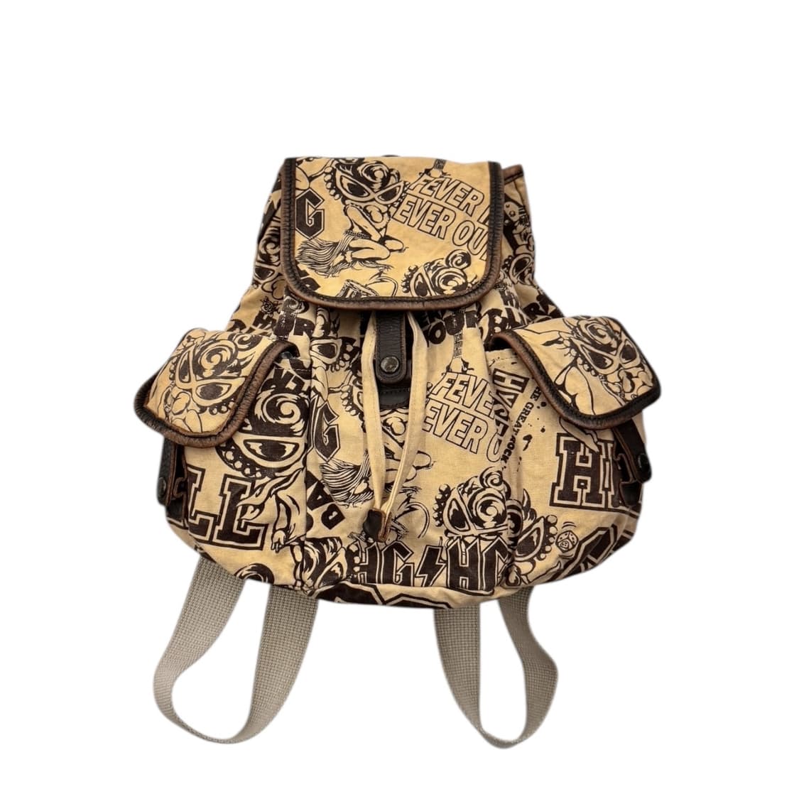 히스테릭글래머 캔버스 레더 미니 럭색 백팩 베이지 상품이미지2