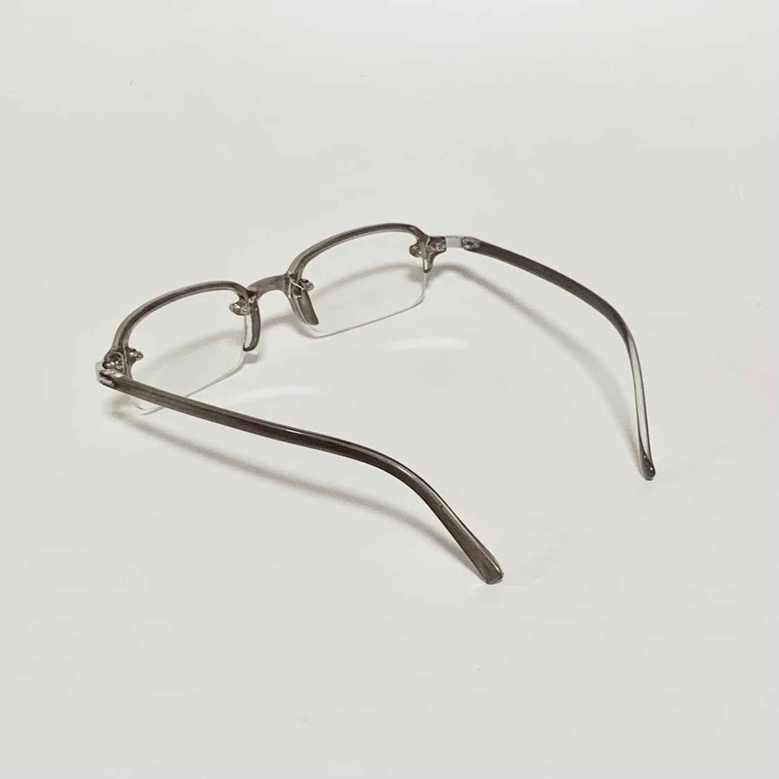944 빈티지안경 데드스탁 투명 젤리 반무테 안경 브라운 펄그레이 클리어 상품이미지5