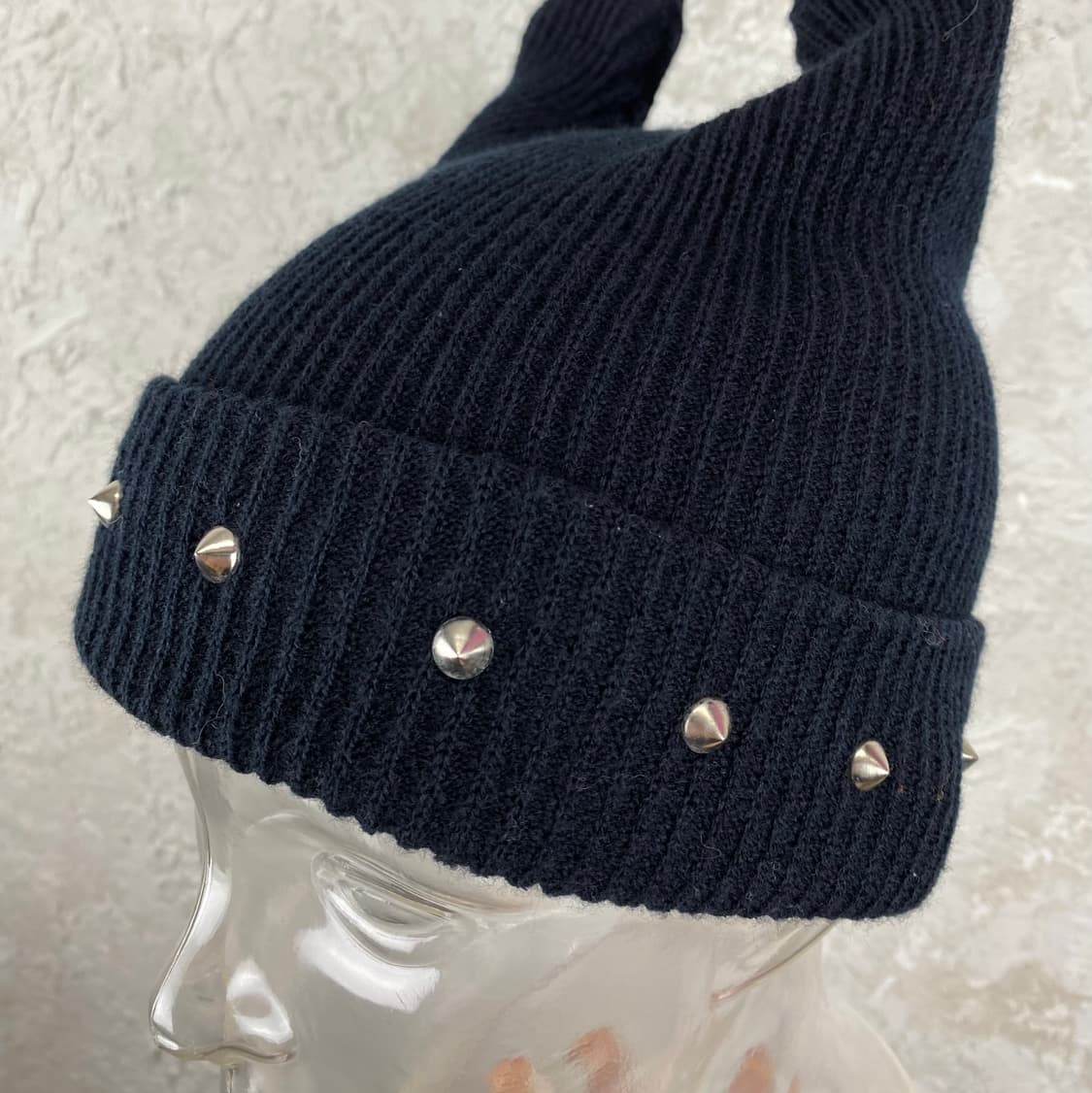 VINTAGE 스파이크 스터드 악마 뿔 비니 상품이미지5