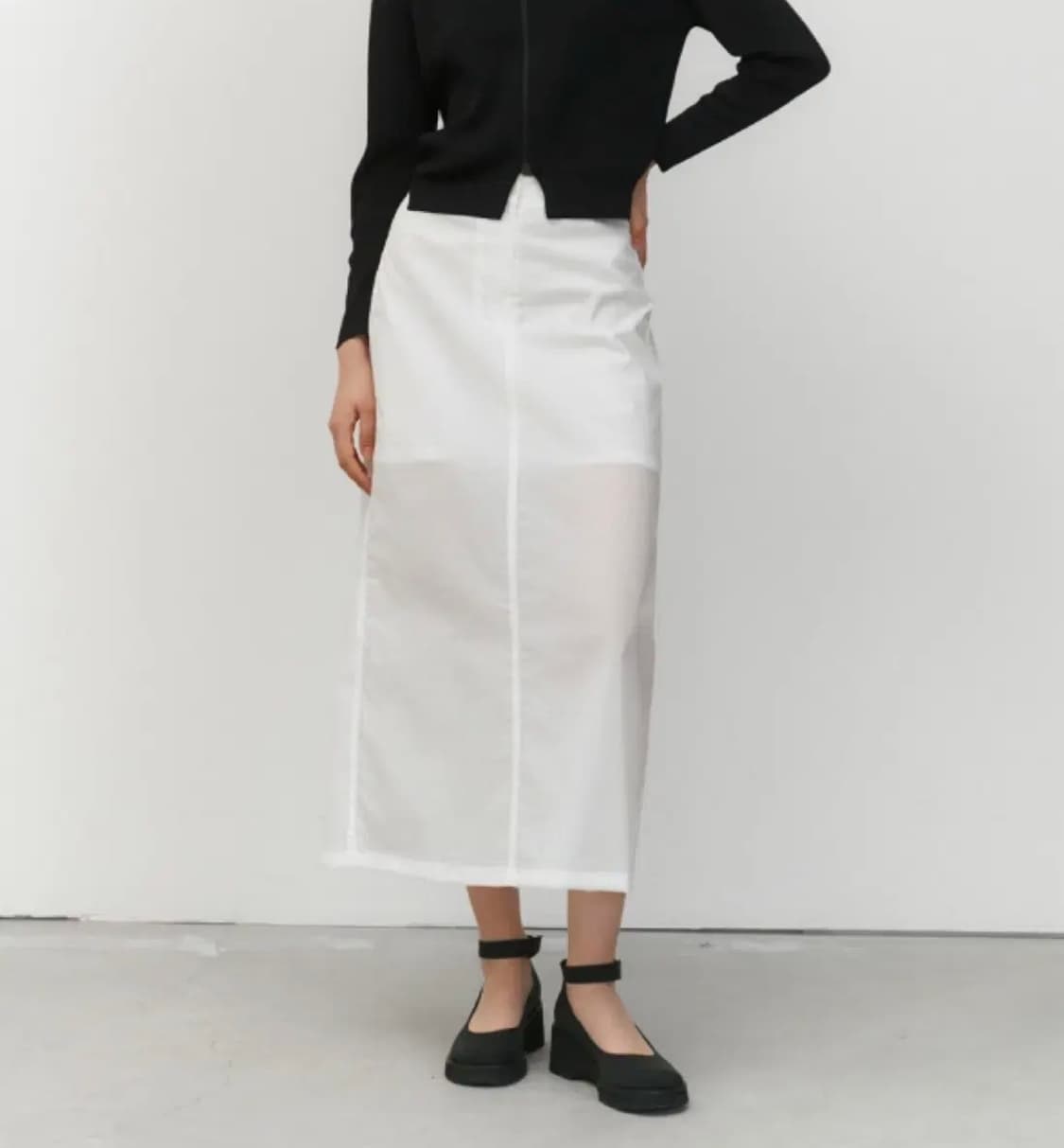 아모멘토 쉬어 롱 스커트 SHEER LONG SKIRT_WHITE 상품이미지1