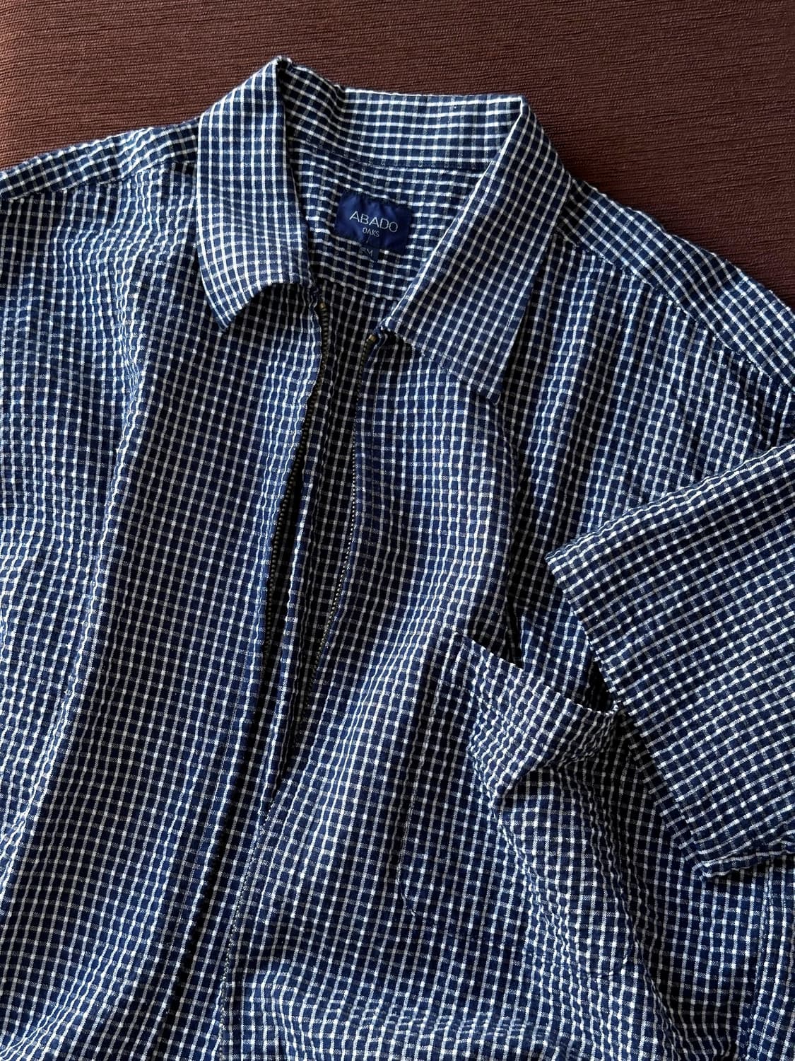 Natural sucker fabric zip shirt 상품이미지1