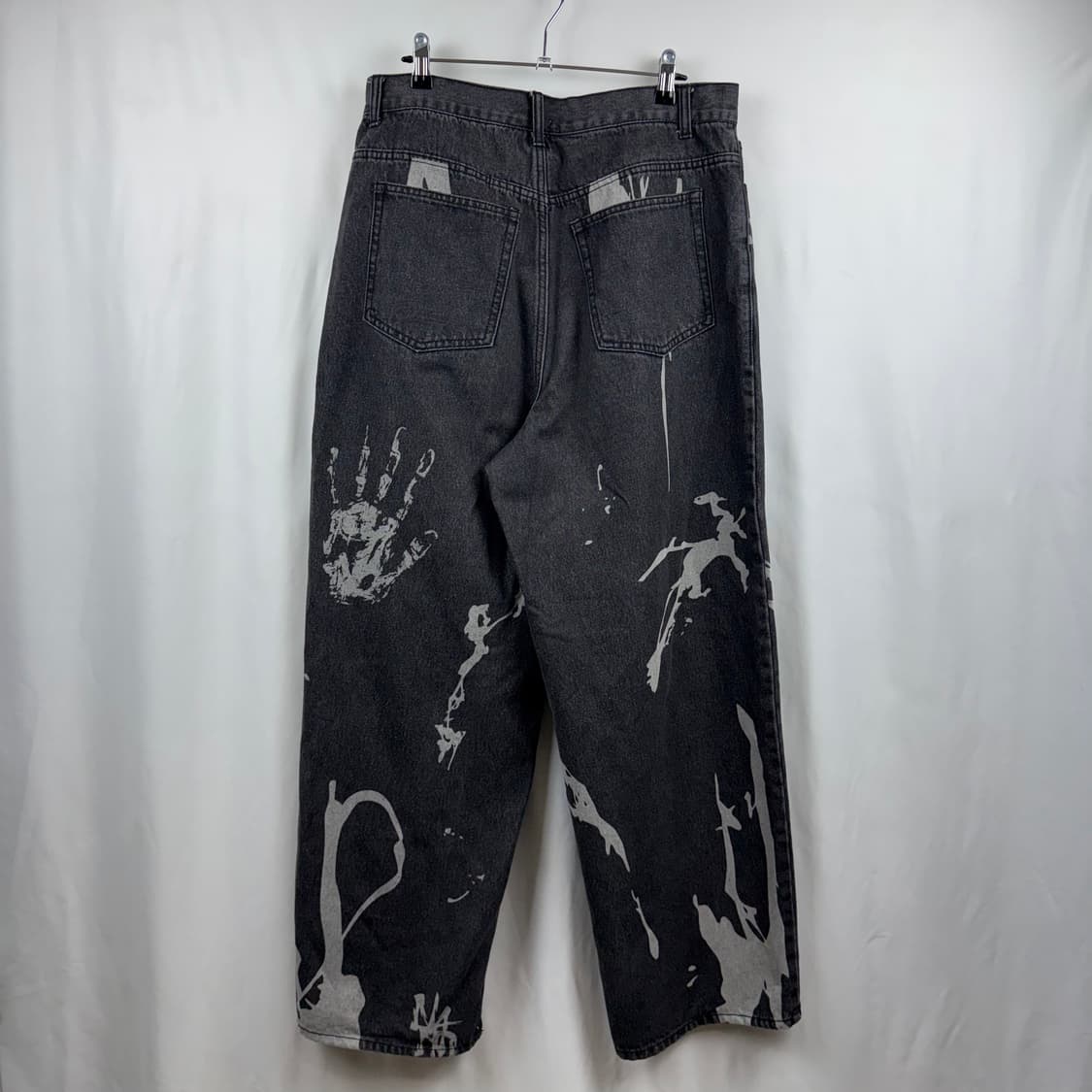 (L) 낫포너드 핸드 루즈 와이드 데님 팬츠 블랙 상품이미지5