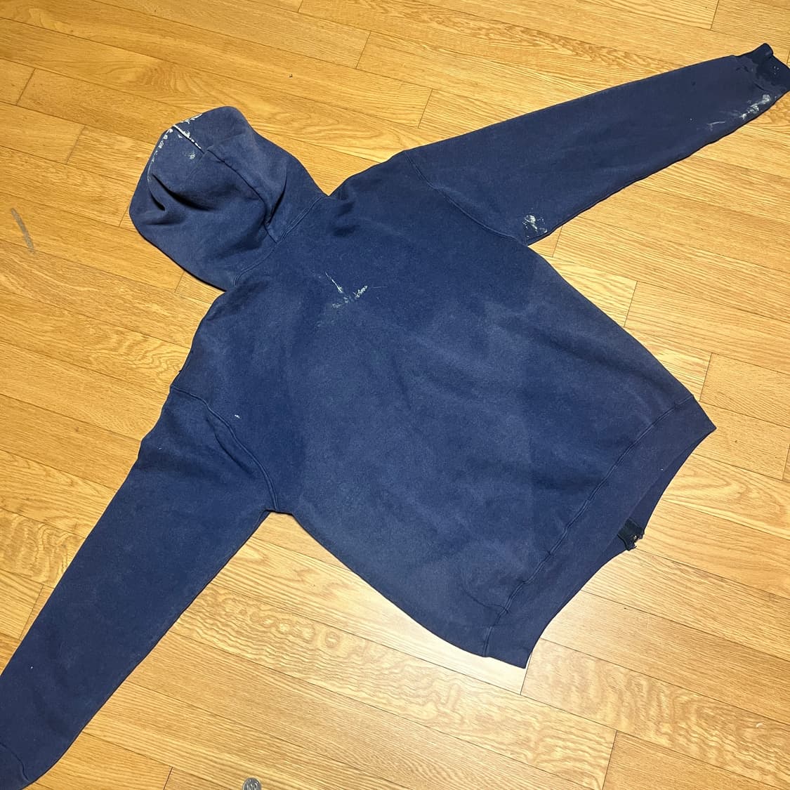 [L] 80s USA 빈티지 러셀 후드집업 페이디드 네이비 상품이미지4