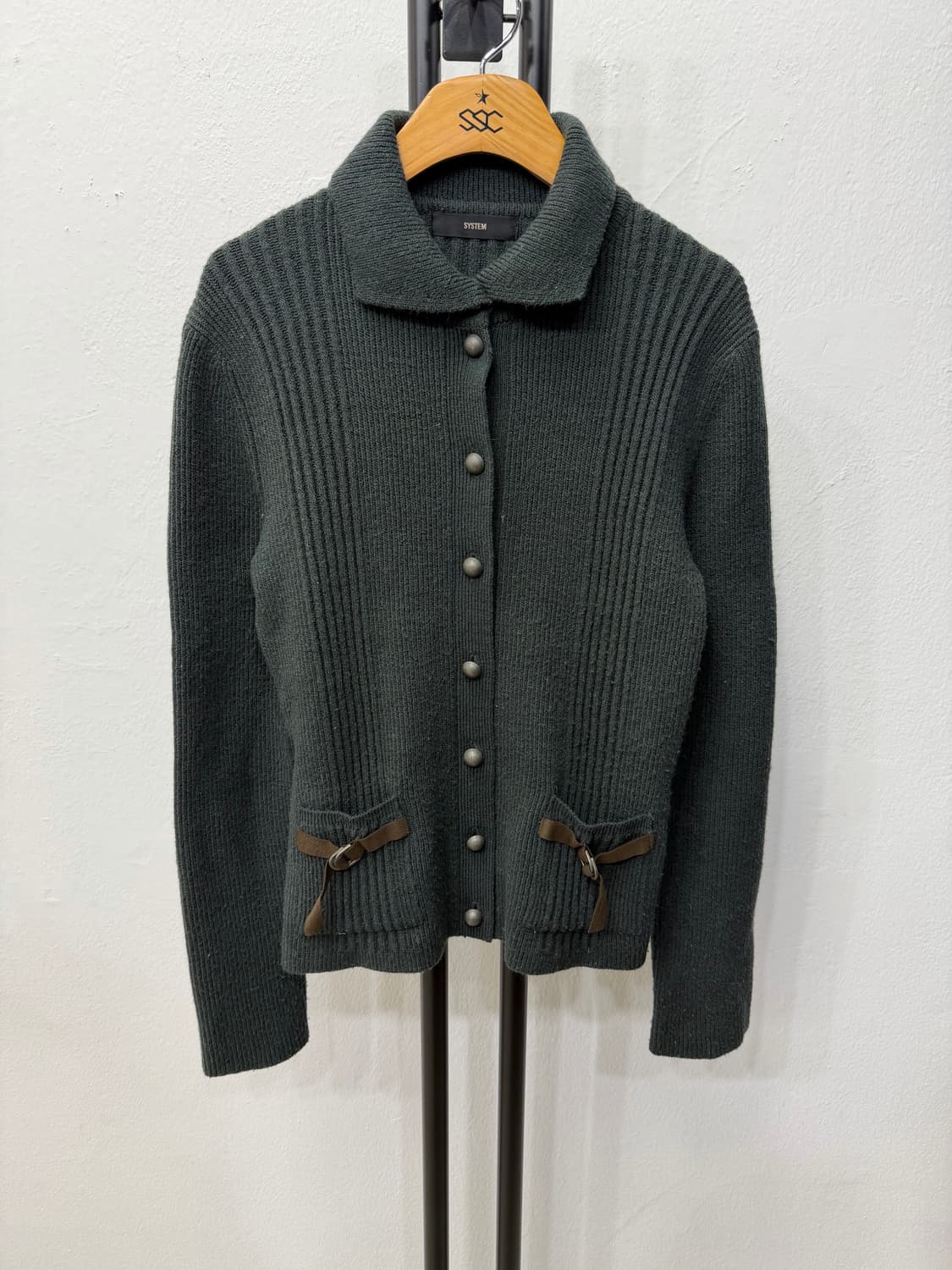 정품) SYSTEM 시스템 한섬 다크 그린 가디건 90F 상품이미지1