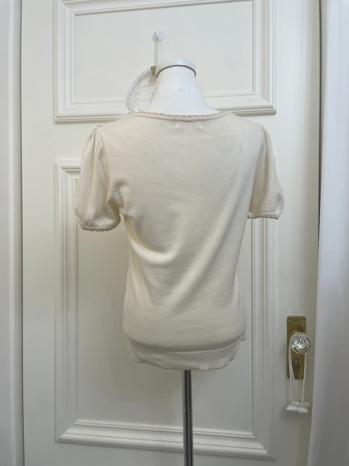 pink beige puff sleeve gold glitter knit 상품이미지3