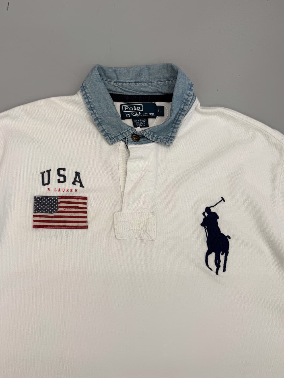 폴로 랄프로렌 루즈핏 빅포니 USA 치프키프 데님 카라 럭비 셔츠 상품이미지3
