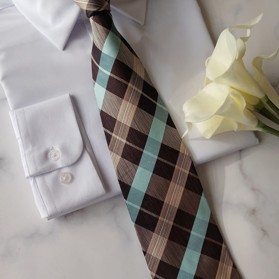 아쿠아스큐텀 실크 체크 넥타이 9.6cm A+등급 A18809
 상품이미지5