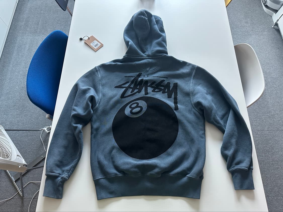 스투시 8볼 피그먼트 다이드 집 후드 네이비 상품이미지2