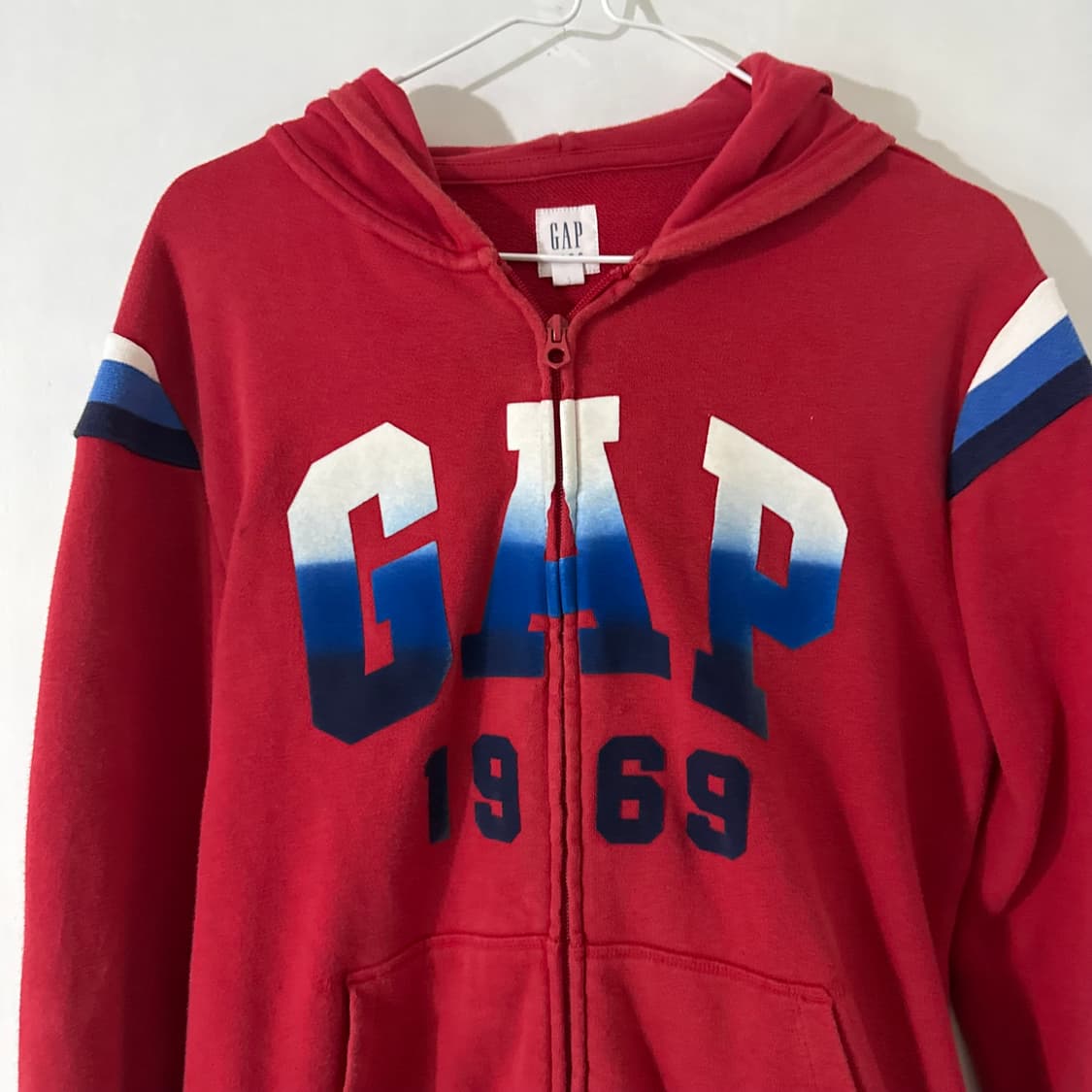 Y2k 갭 GAP 1968 블루 그라데이션 레드 후드집업 boo 상품이미지5