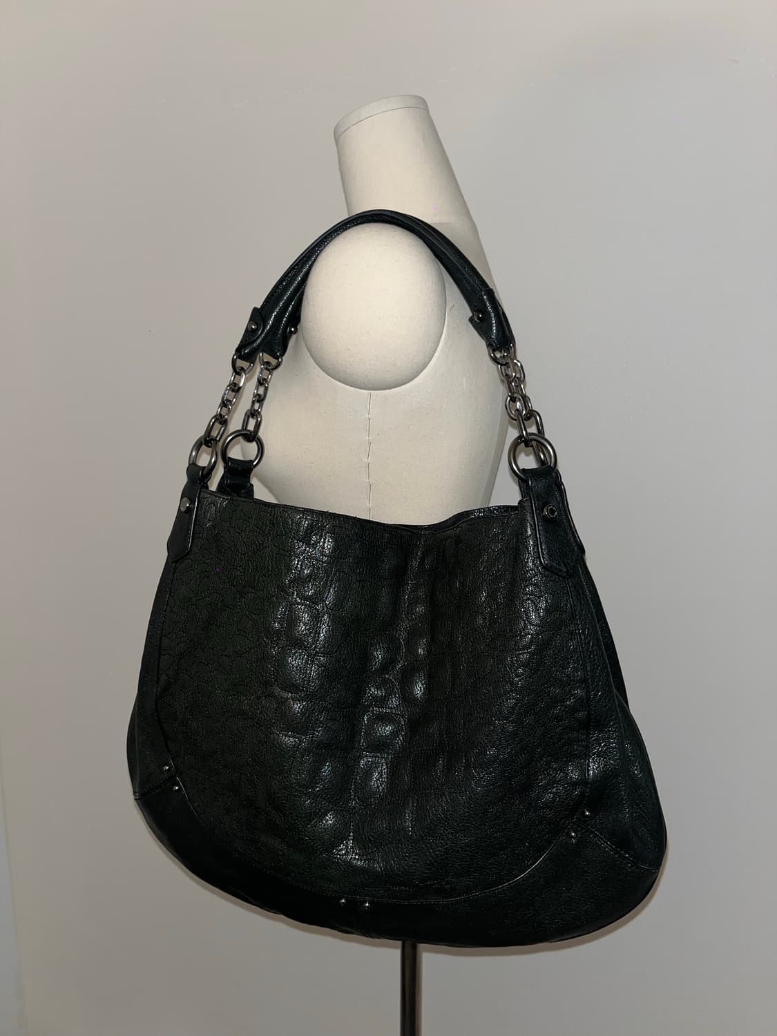 Anne Klein Black Leather Shoulder Bag 상품이미지2