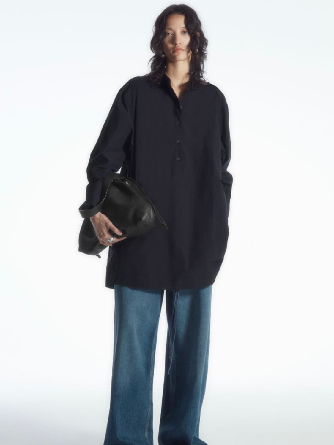 COS 코스 여성 미니 셔츠 드레스 원피스 칼라리스 네이비 상품이미지4