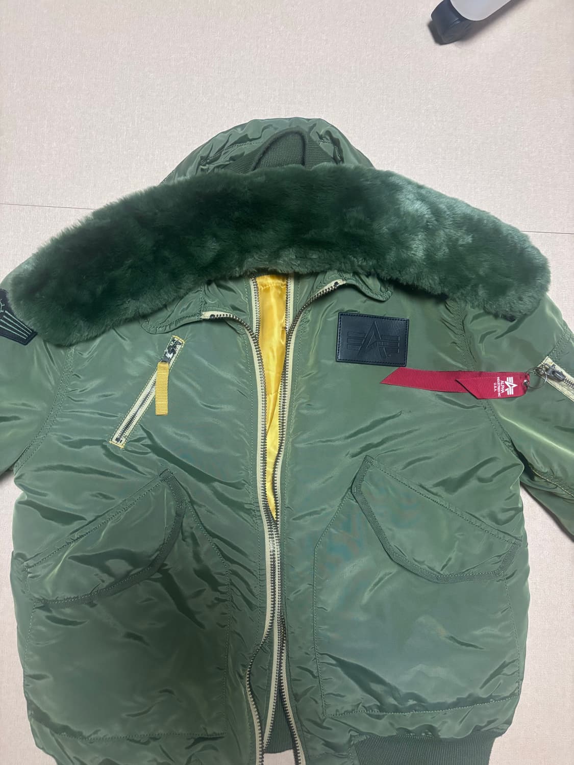 알파인더스트리 b-15 퍼 카키 봄버 자켓(105) 상품이미지2