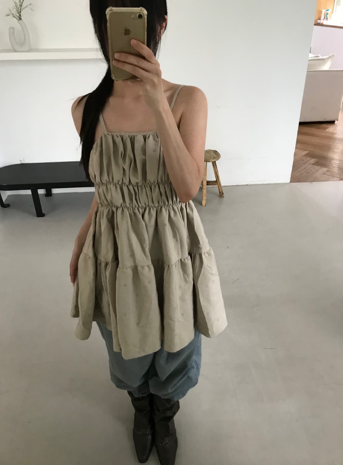 vintage dot sleeveless top 상품이미지3