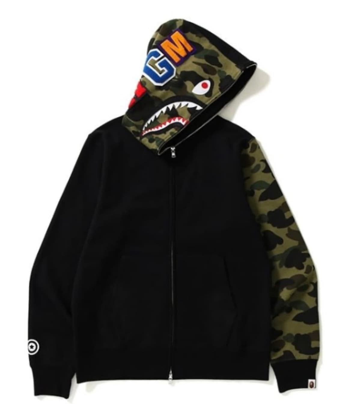 베이프 샤크 반카모 후드집업 L bape 블랙 녹계 상품이미지1