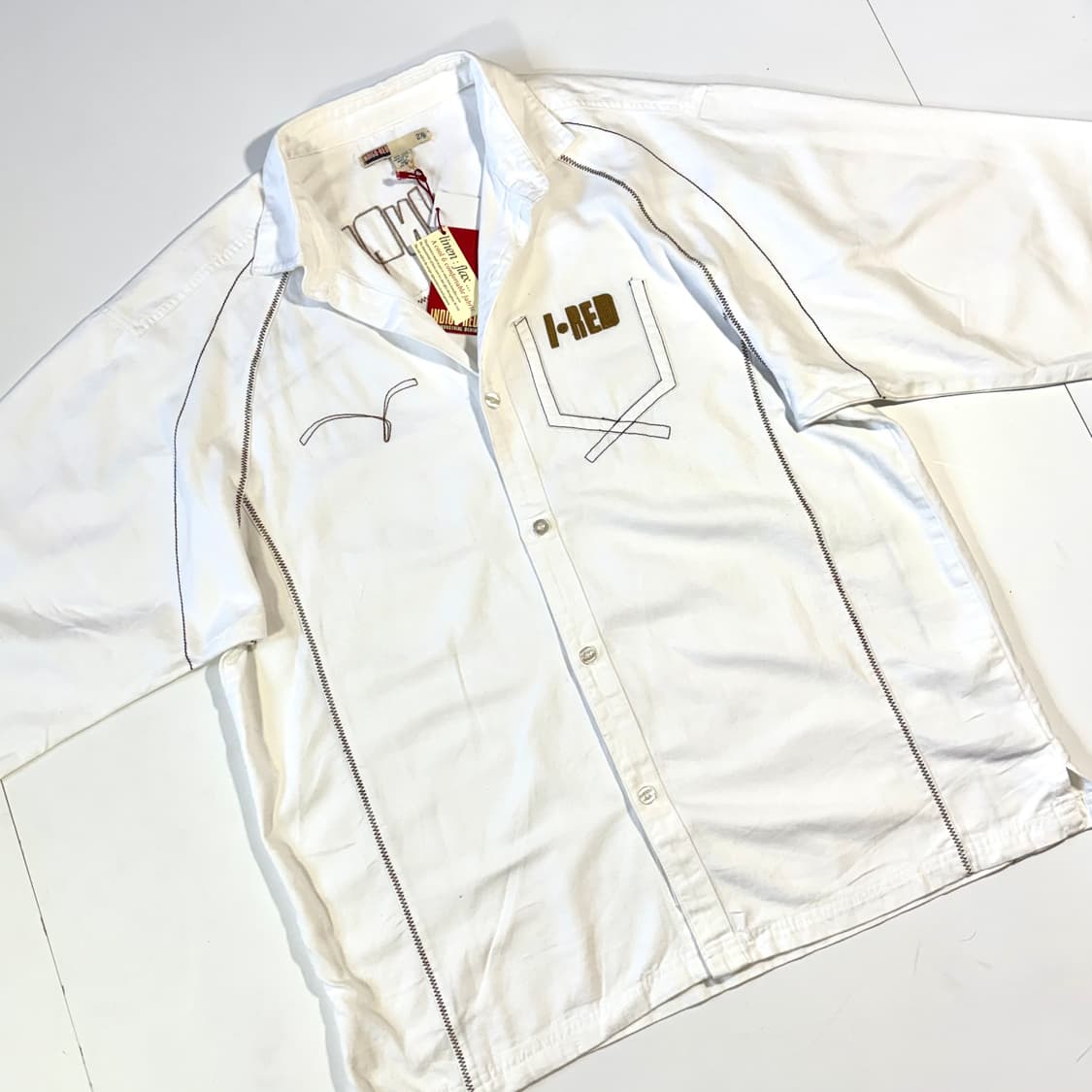 인디고 레드 오버핏 화이트 반팔셔츠 2XL 상품이미지3