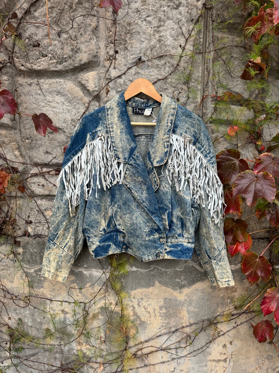 80s phoenix 빈티지 스톤워싱 데님 프린지 웨스턴 자켓 L 상품이미지1