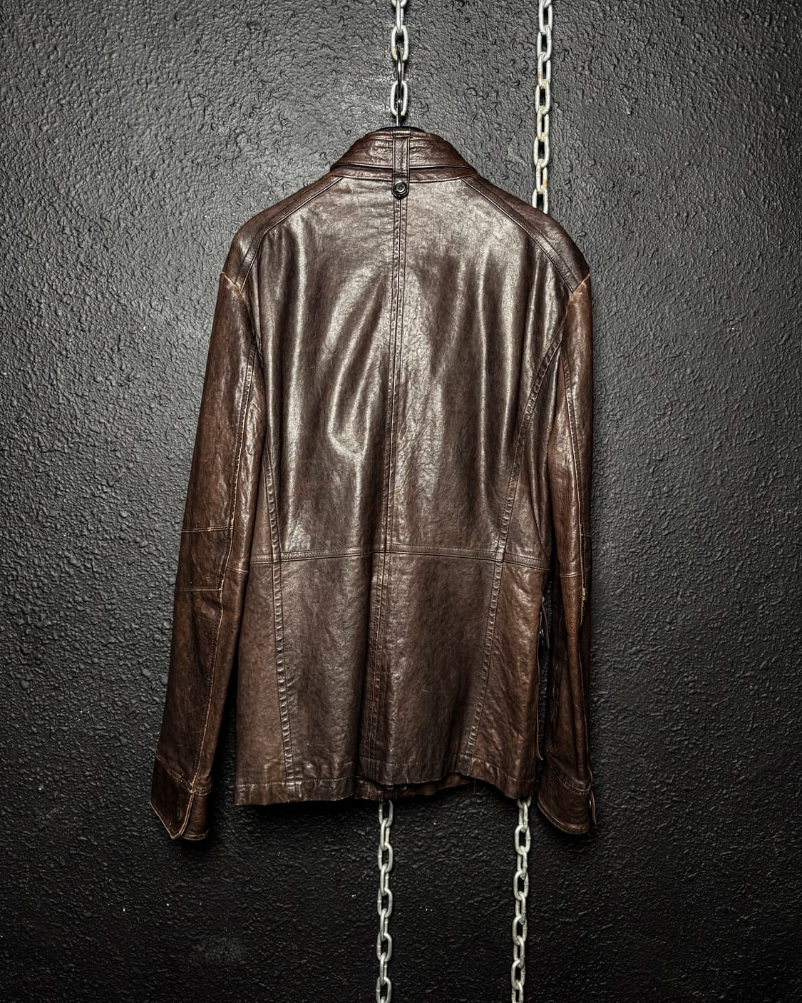 Brown Multi Pocket Leather Jacket 상품이미지10