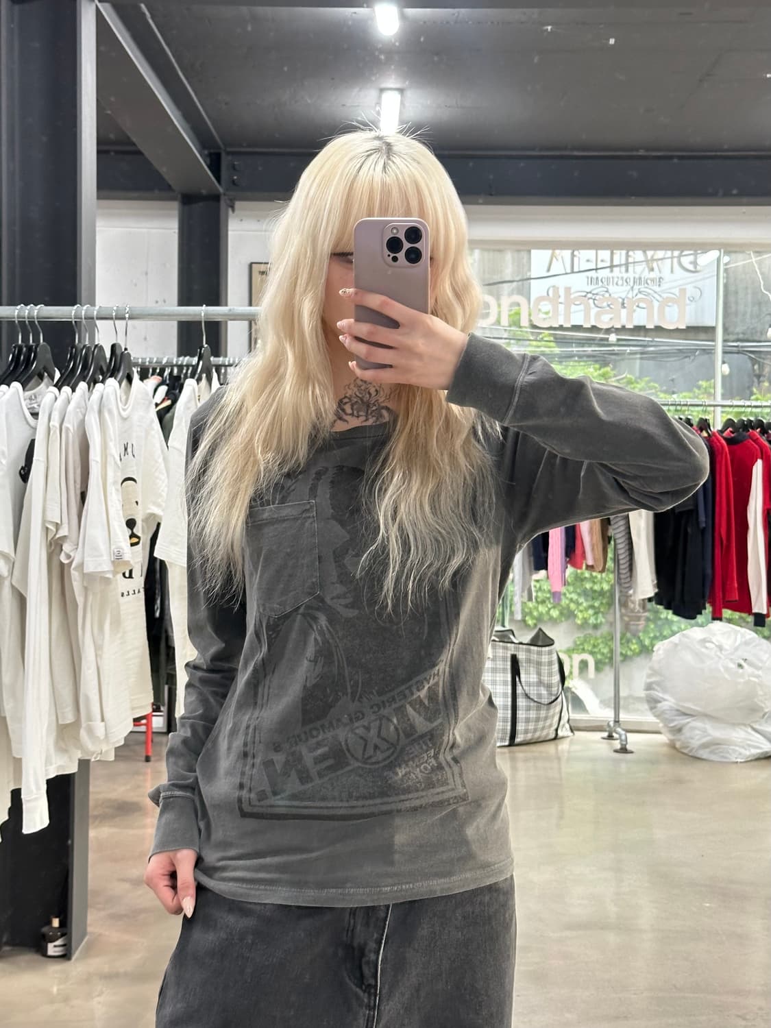 히스테릭 글래머 걸프린팅 롱슬리브 긴팔 티셔츠 상품이미지2