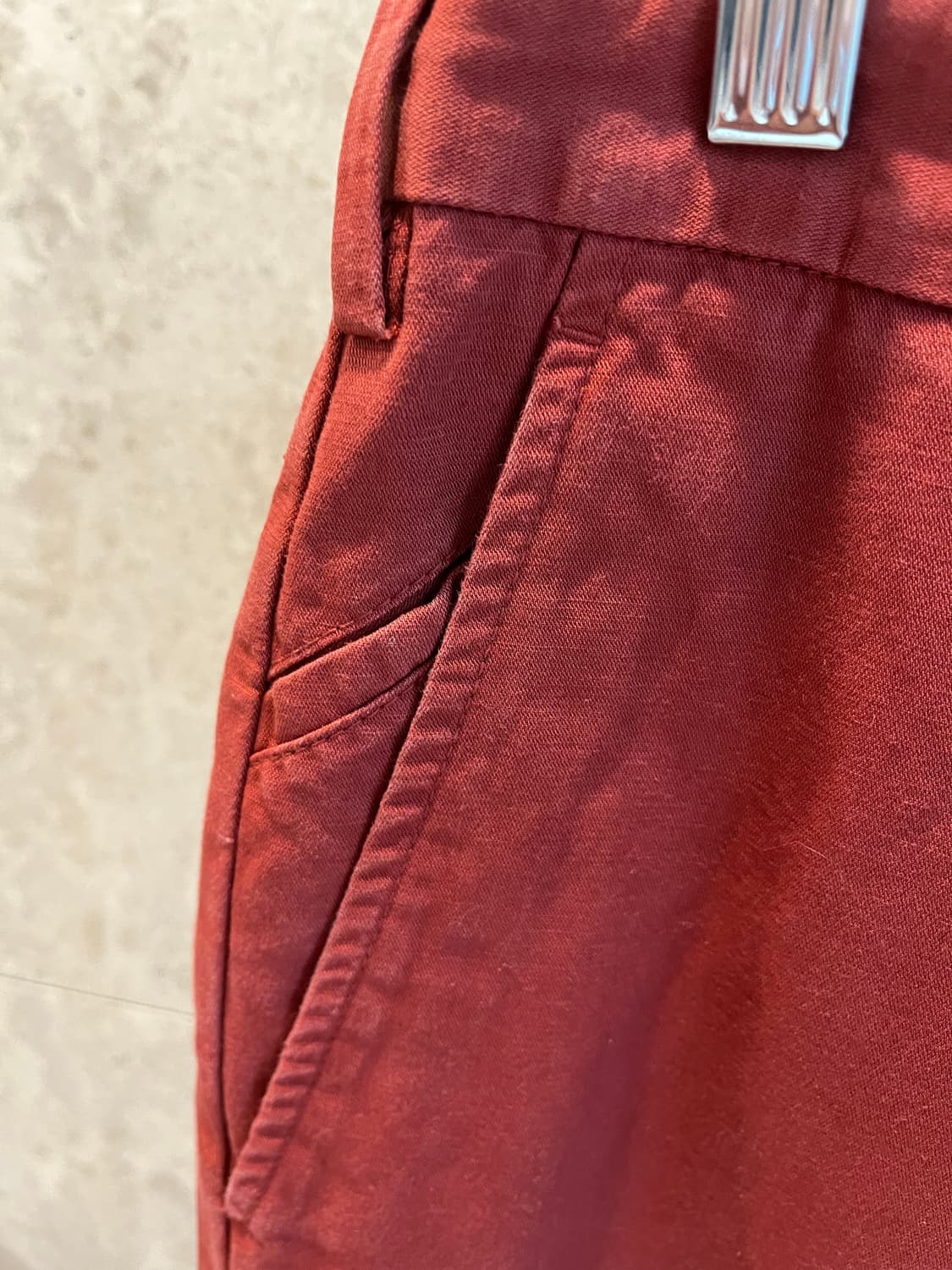 로로피아나 남성 버건디 면/린넨 바지 50(34-35인치) 상품이미지3