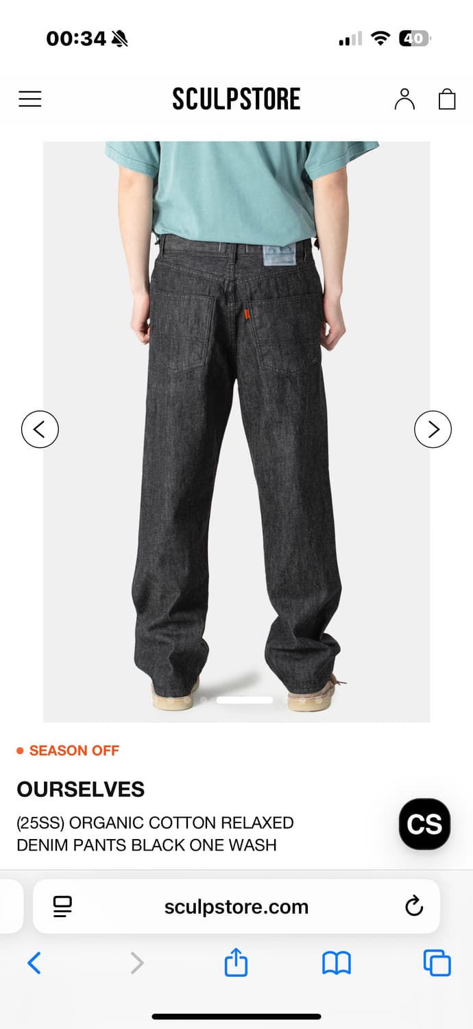 (25SS) 아워셀브스 릴렉스 핏 원워시 데님팬츠 상품이미지2