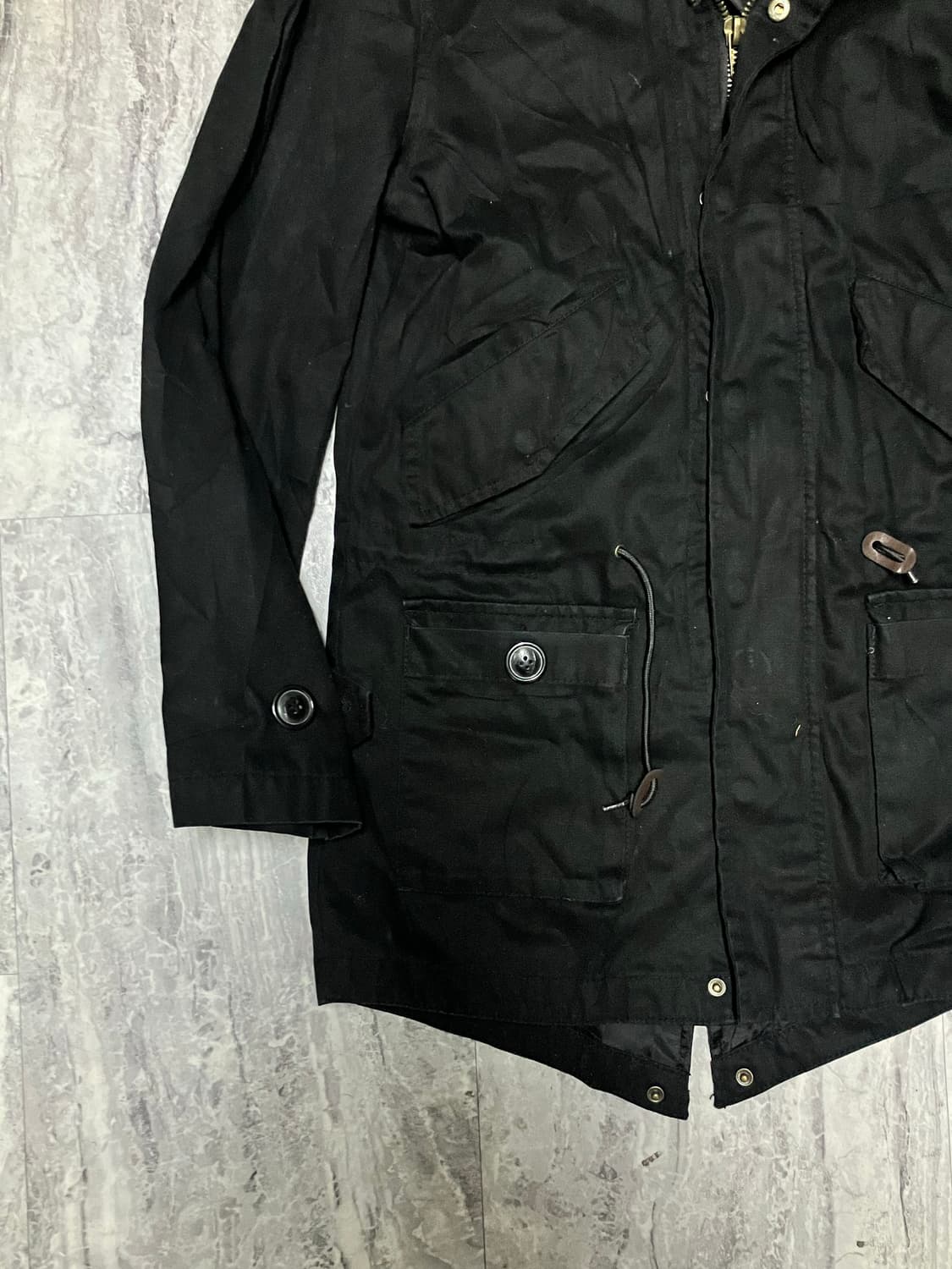 일본빈티지 Lenly 올드스쿨아메카지 혁오풍 울프죠라쿤 사파리야상자켓 상품이미지2