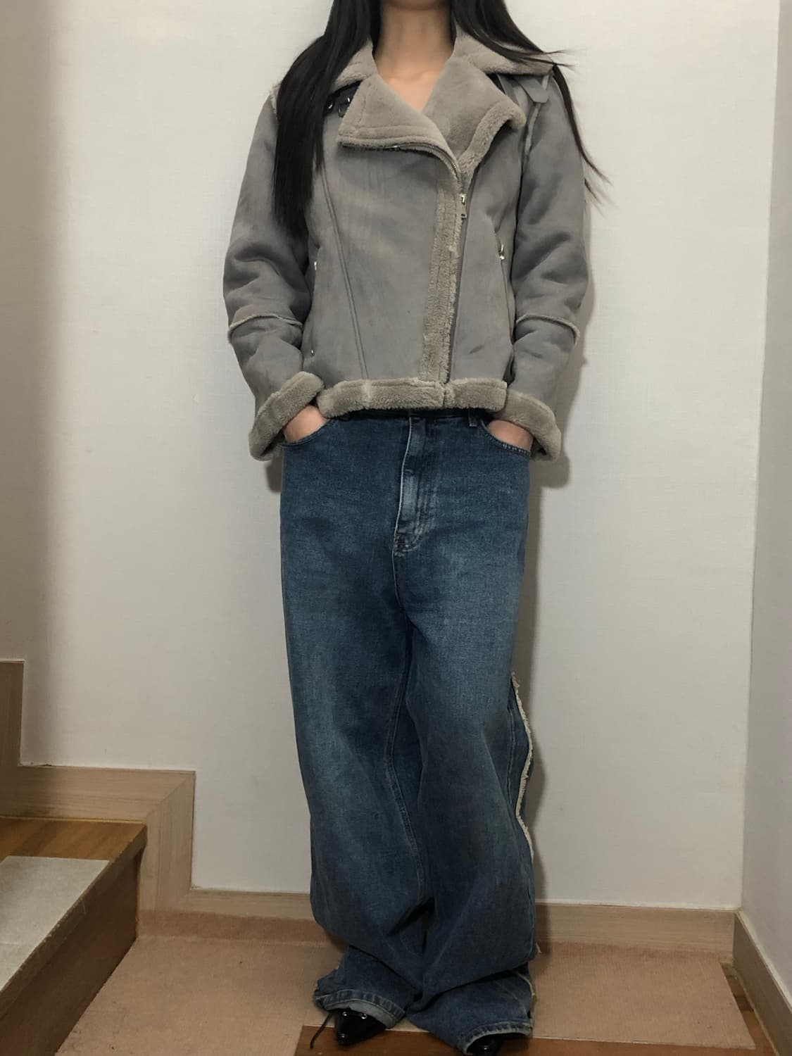 빈티지 그레이 무스탕 자켓 상품이미지7