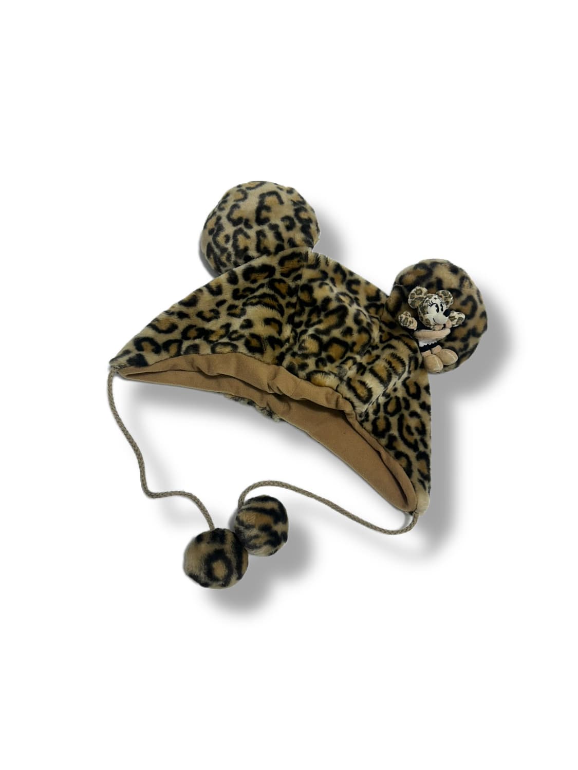 도쿄디즈니 미니마우스 호피 레오파드 갸루 털모자 일본빈티지 상품이미지1