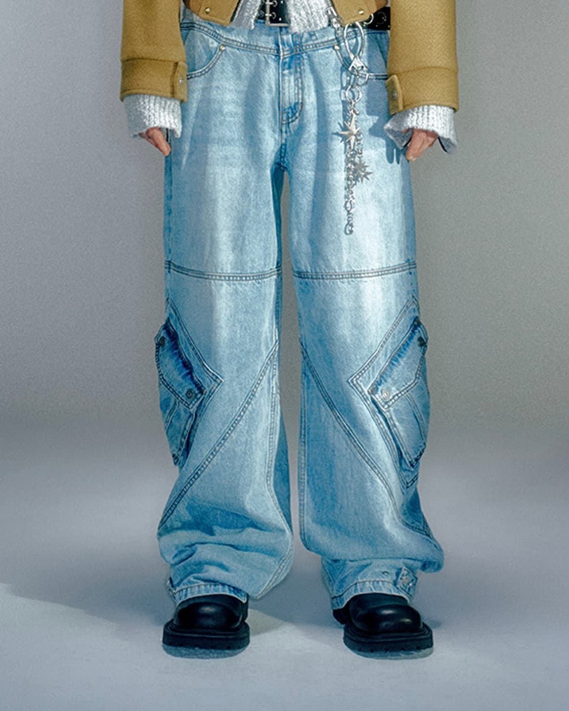 베이컨트 아카이브 카고 데님 팬츠 라이트 블루 상품이미지1