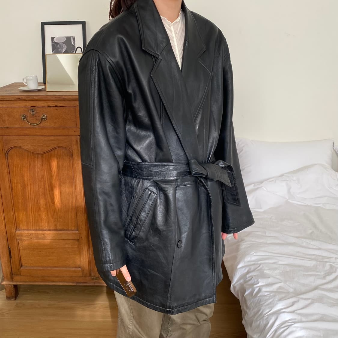 이태리 램스킨 벨티드 레더 자켓 상품이미지9