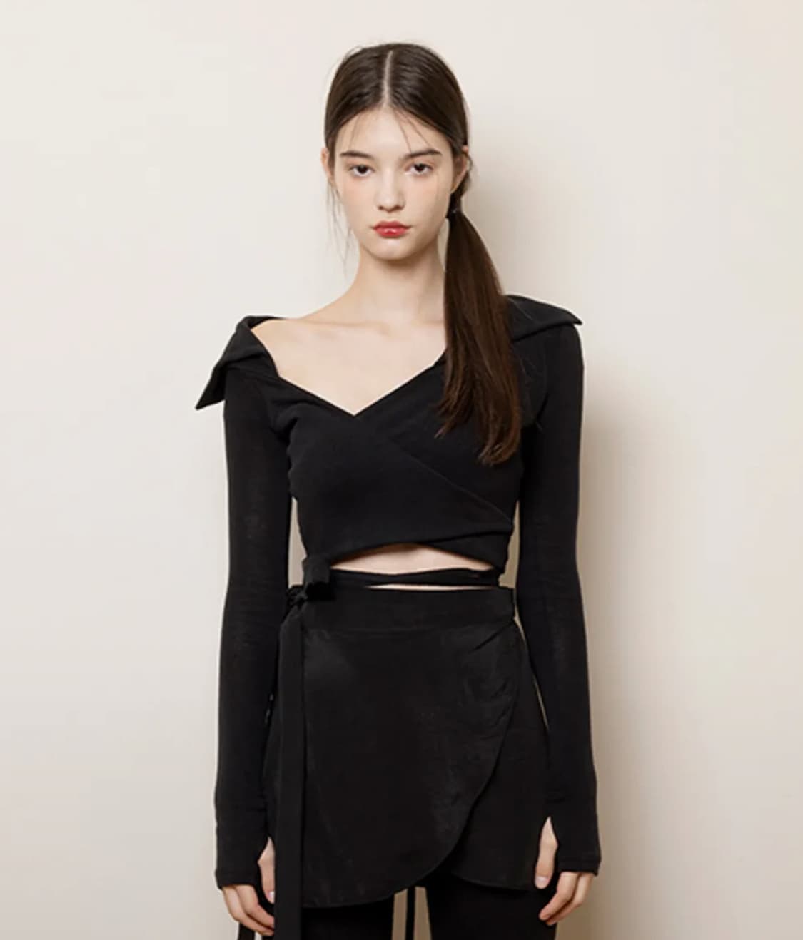 낫유어로즈 제니 랩 티 가디건 *블랙 상품이미지1