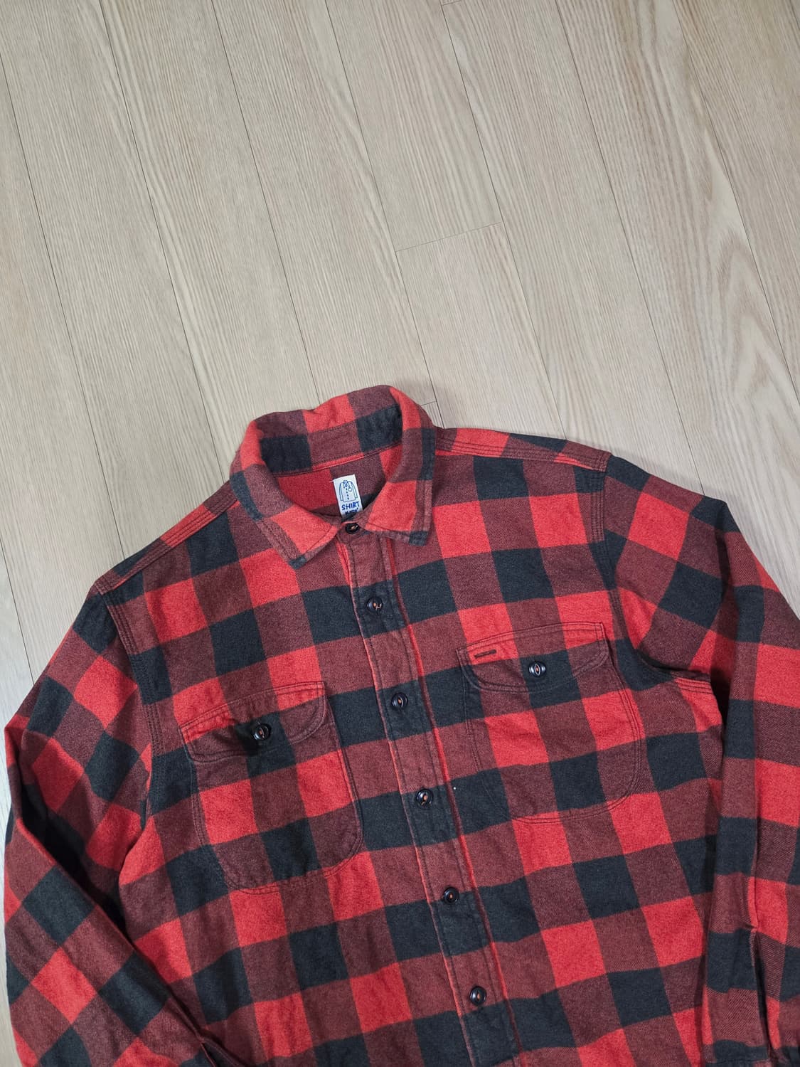 KATO 레드 체크 더블 포켓 플란넬 셔츠 상품이미지2
