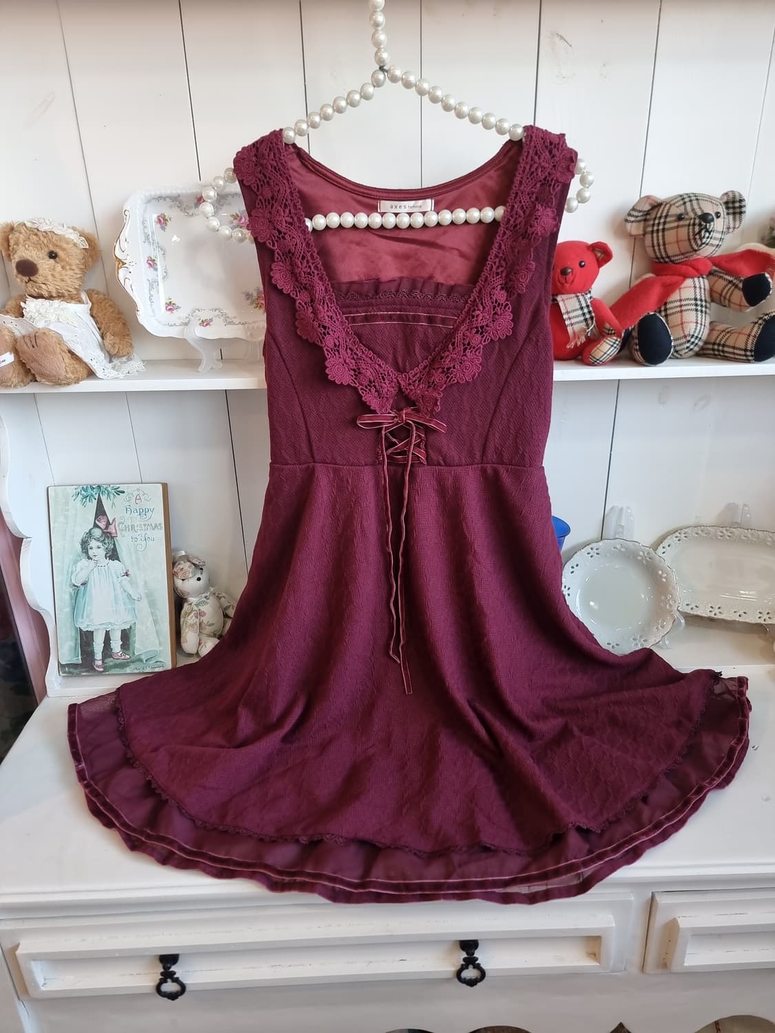 (axes femme, 액시즈팜) 초코베리 레이스 코르셋 원피스 상품이미지1