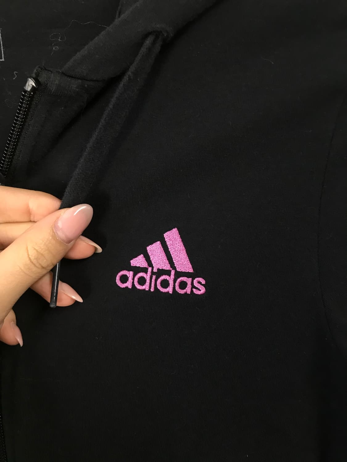 아디다스 자수로고 사이드라인 블랙 후드집업 상품이미지3