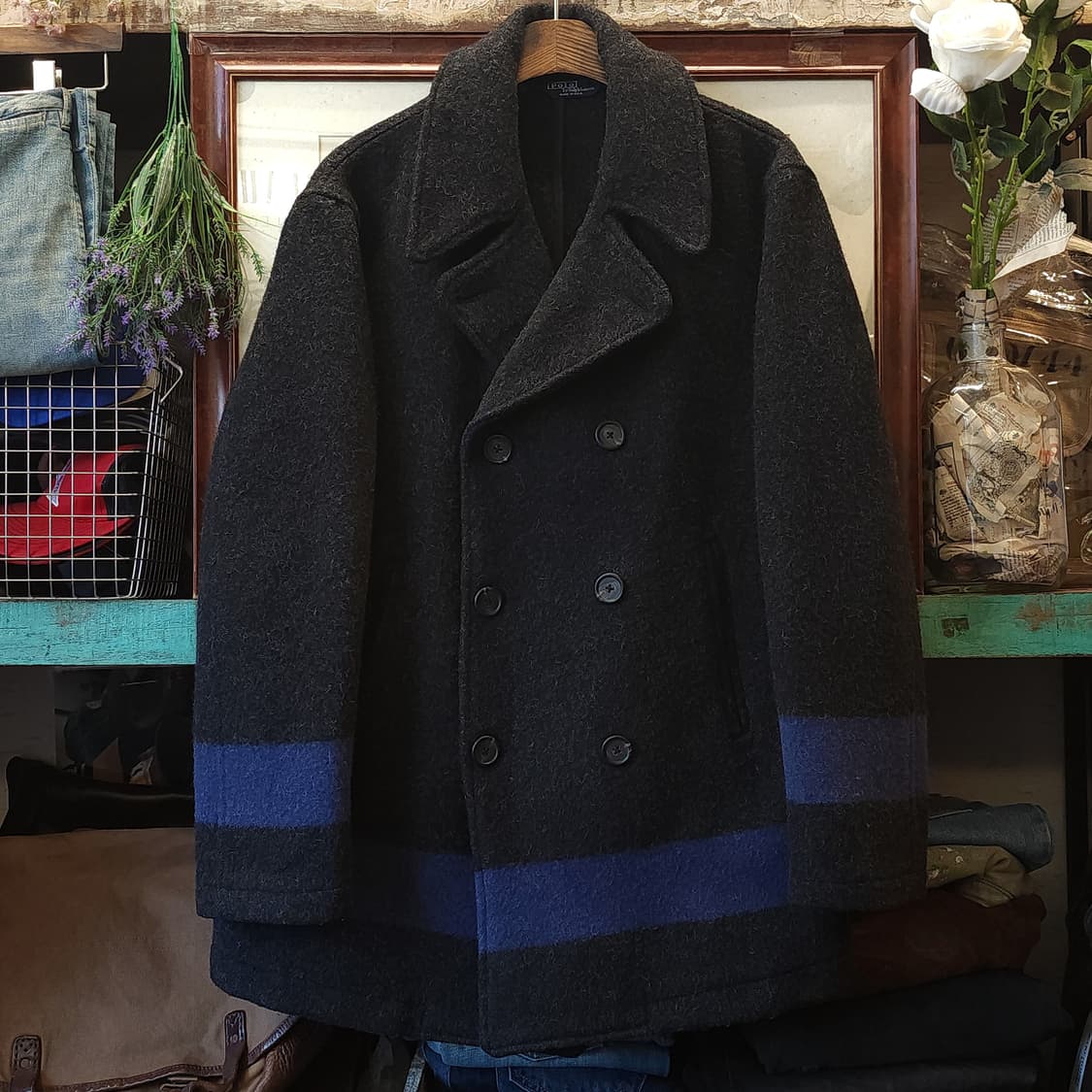 90s 폴로 피코트 헤비울 코트 usa made L 상품이미지1