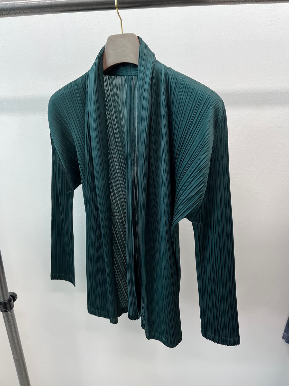 여) 플리츠플리즈 딥그린 숄 가디건  상품이미지1