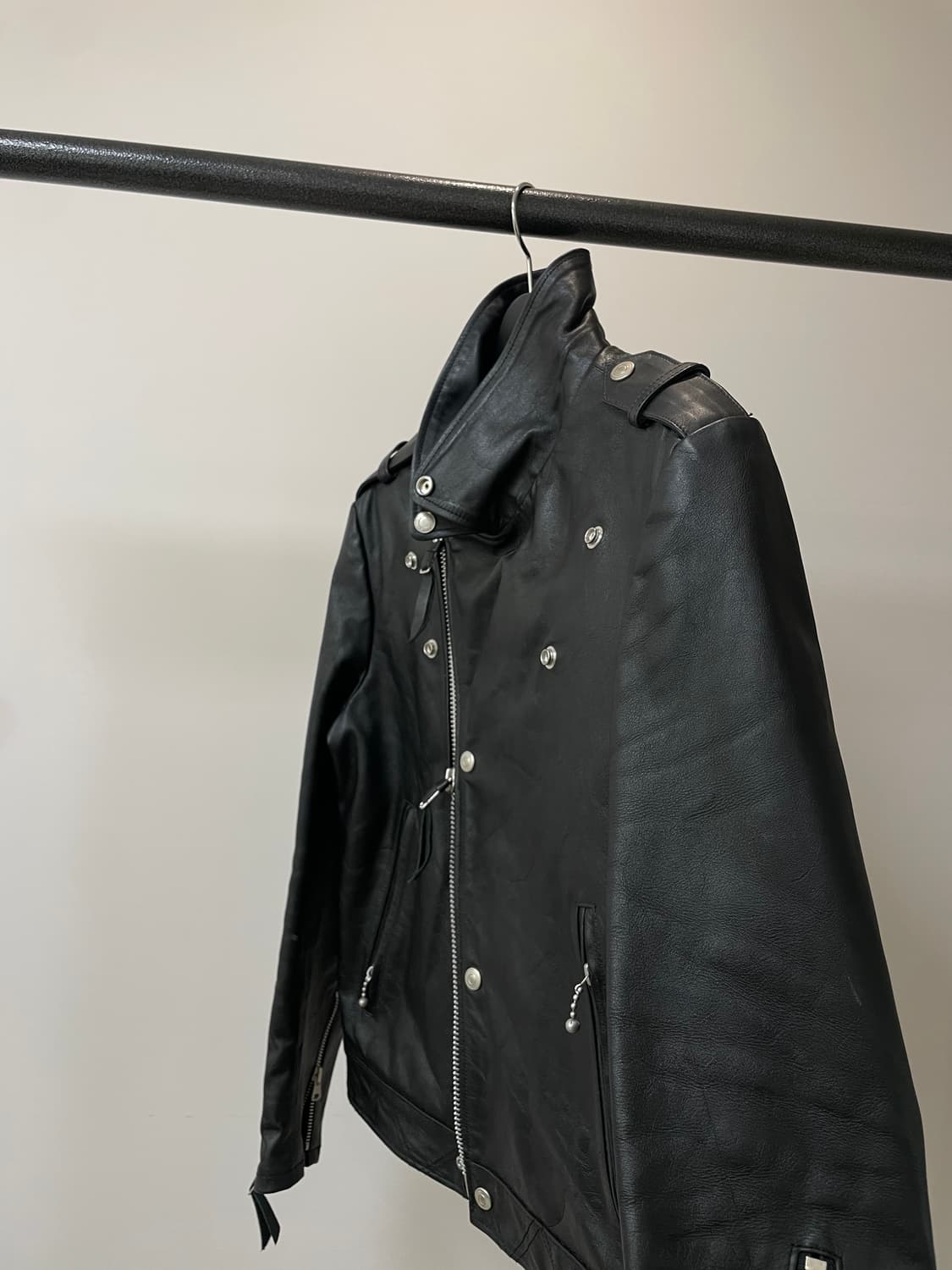 (S) 디아프바인 스티어하이드 소가죽 라이더 자켓 상품이미지2