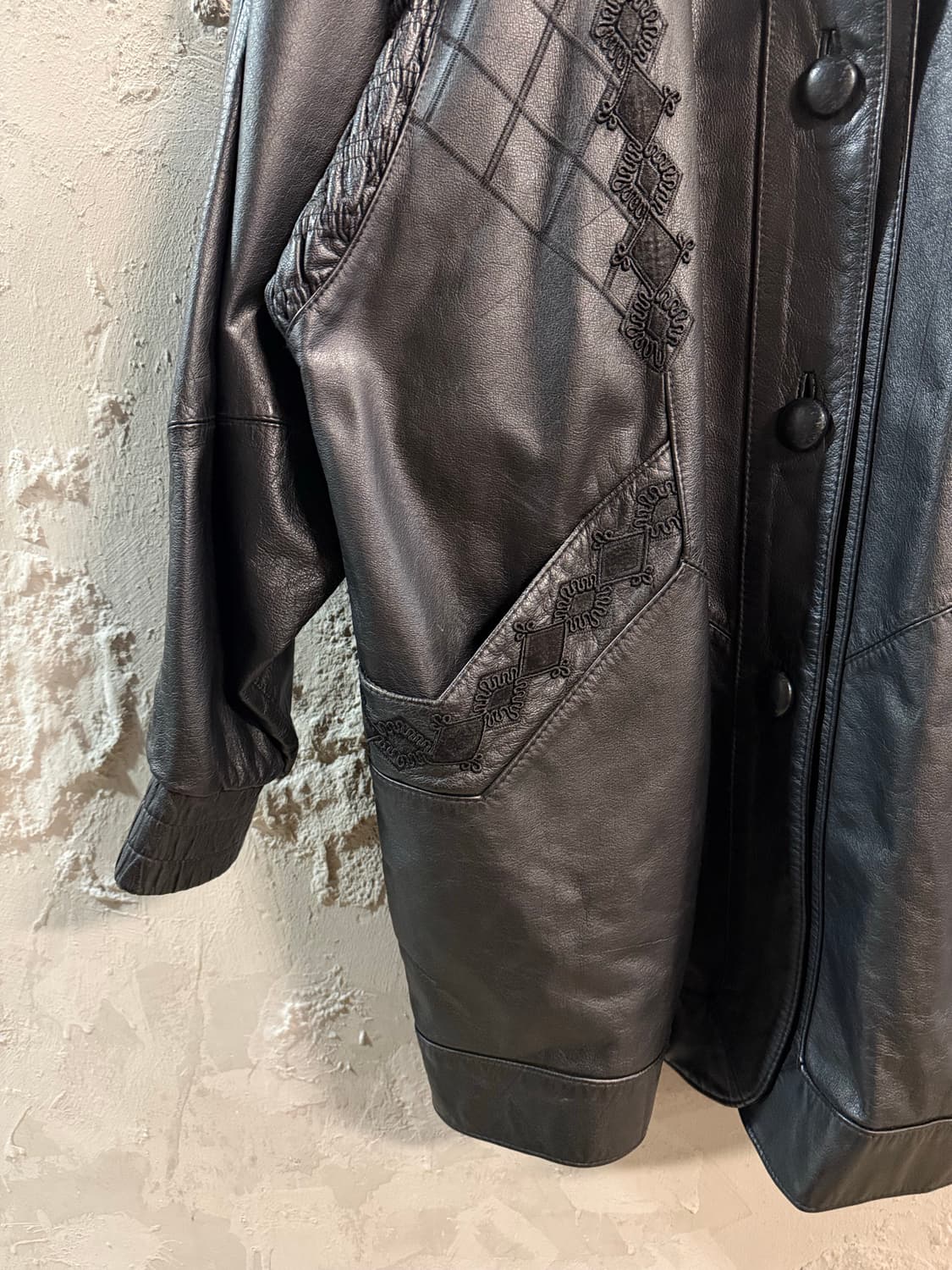 100 차밍 Charming 양가죽 레더 하프코트 블랙 상품이미지2