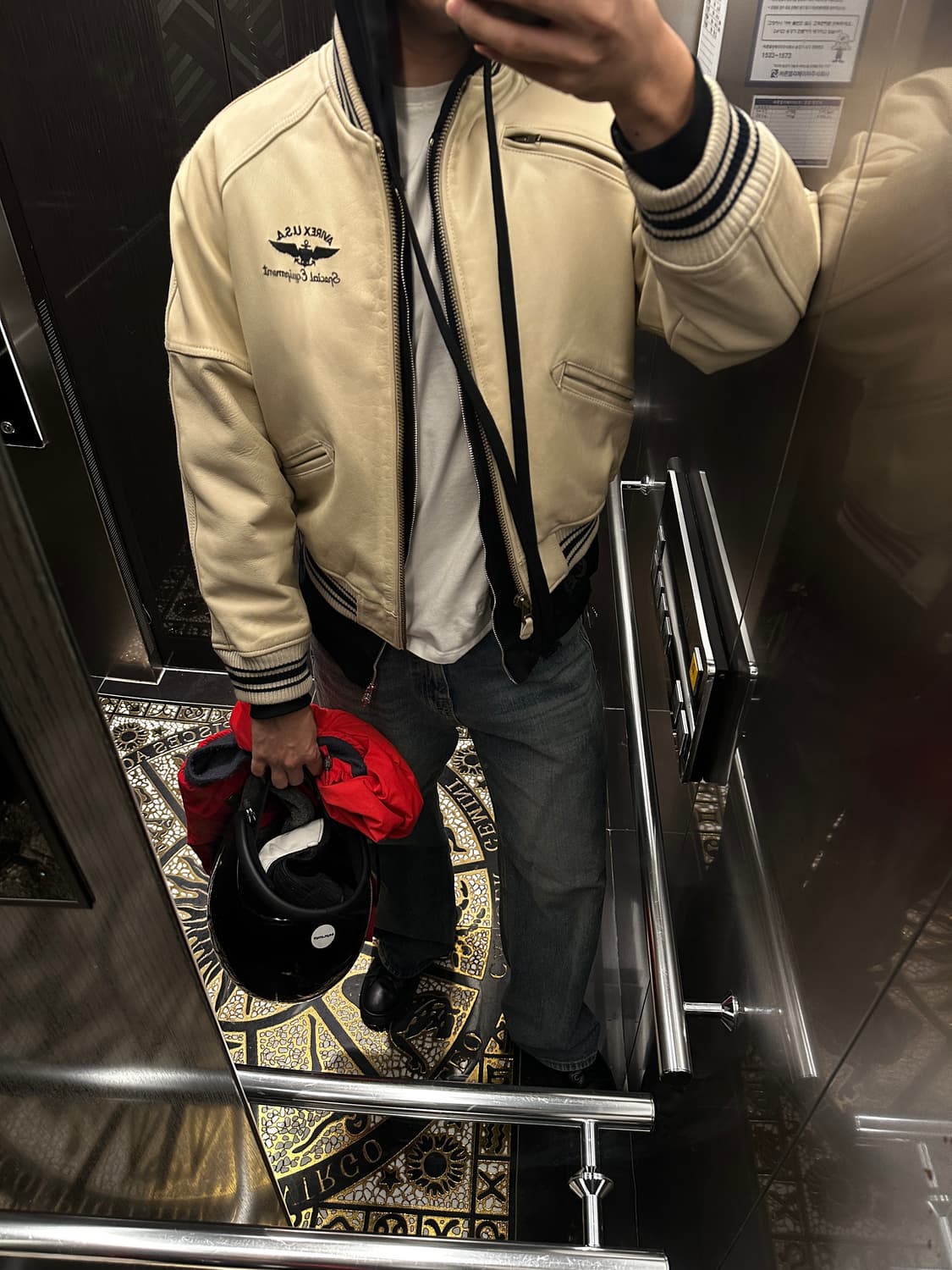 00‘s Avirex 아비렉스 레더 바시티 자켓  상품이미지2