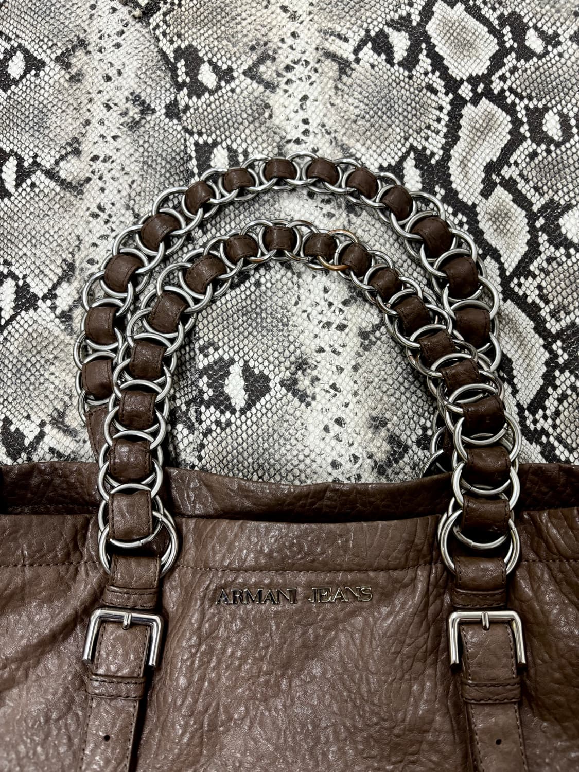 “Armani Jeans” Brown Leather Chain Bag 상품이미지3