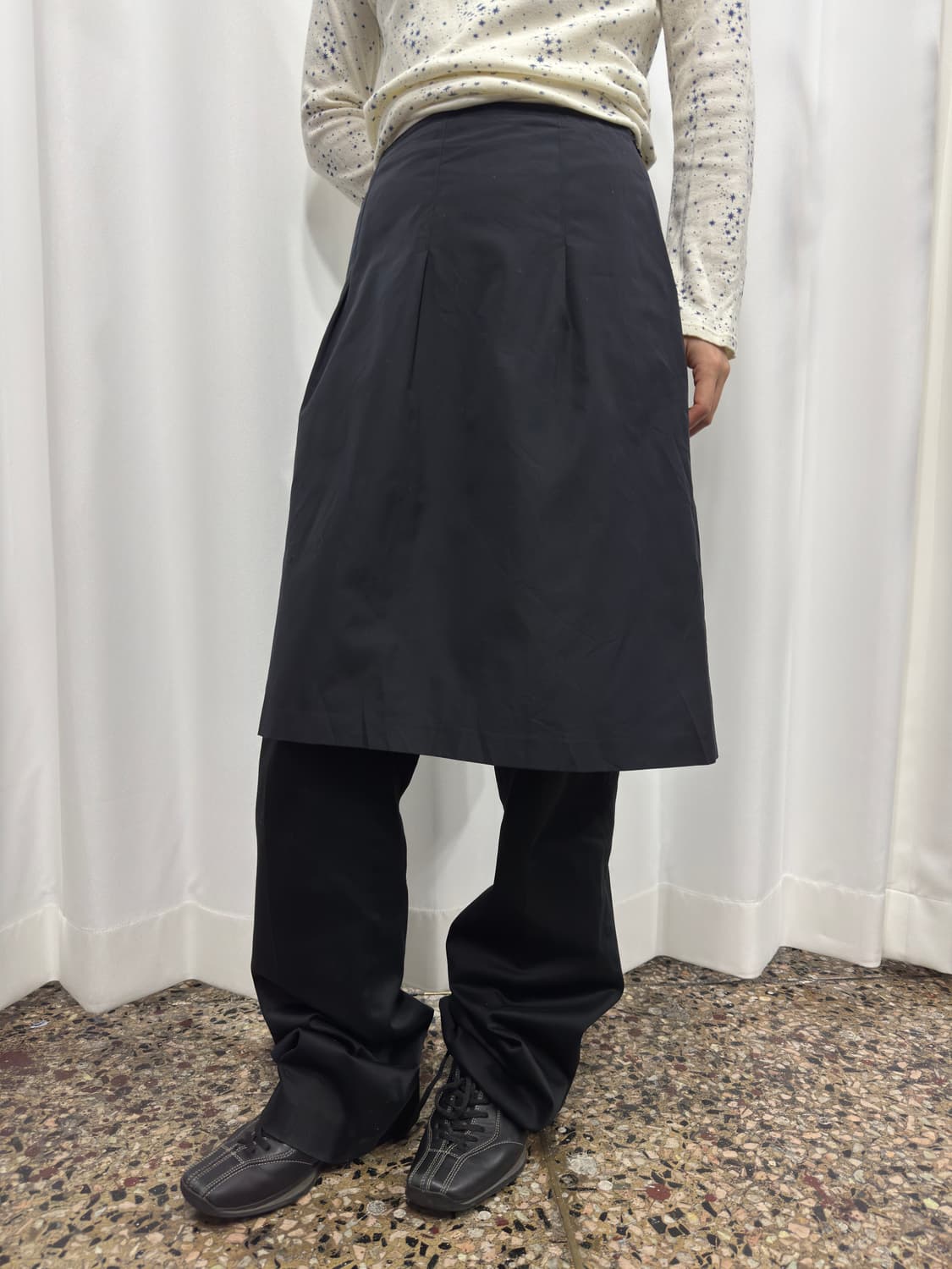 dark navy midi skirt 상품이미지3