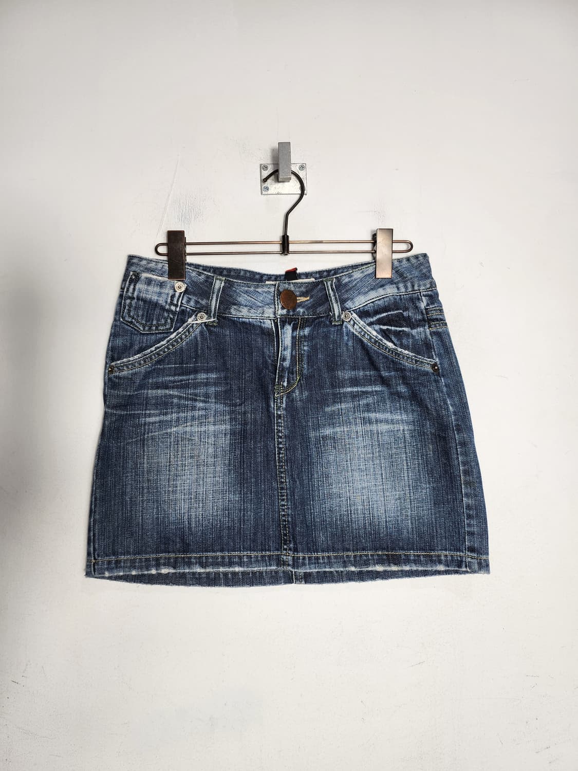 DUMI 빈티지 워싱 데님 미니 스커트 상품이미지1