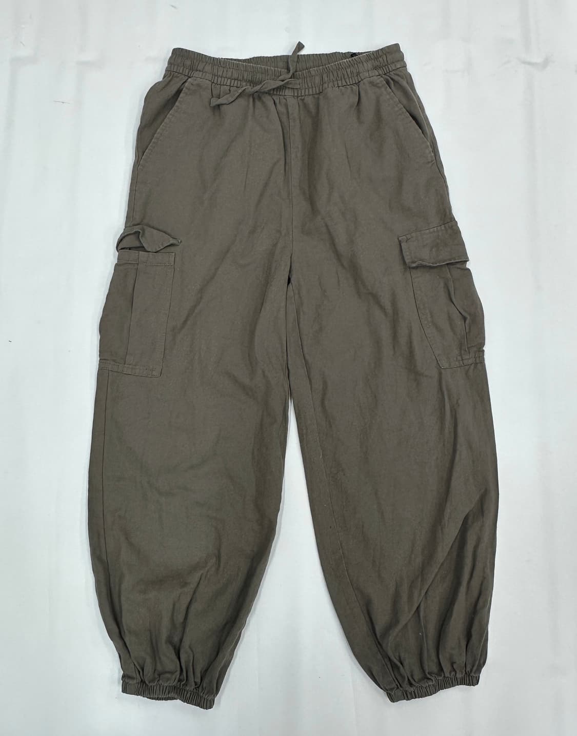 카키 브라운 펑크 카고 코튼 조거 팬츠 포켓 포인트 히피 에스닉  상품이미지3