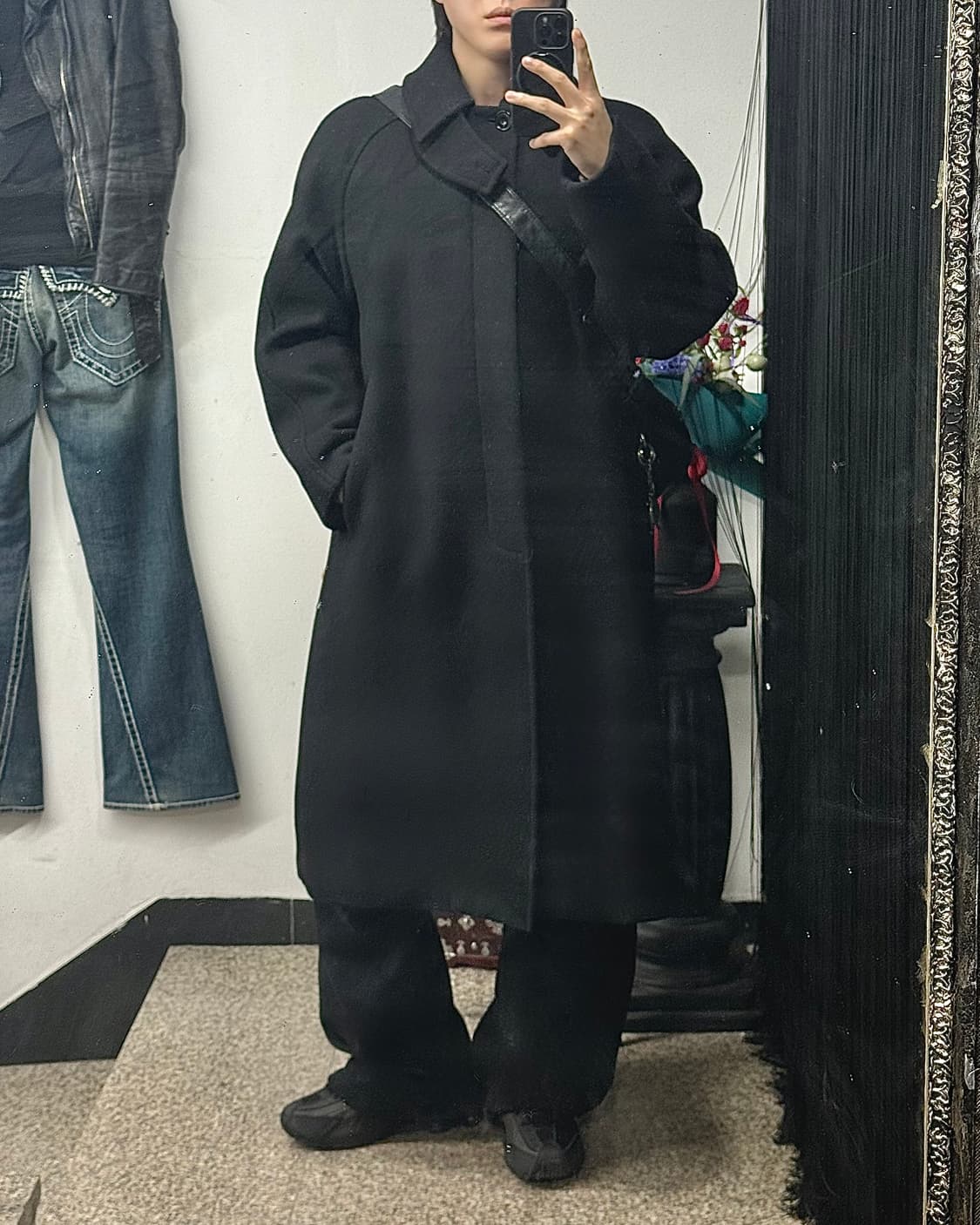 에프터 프레이 블랙 검정 발마칸 메리노 울 코트 캐시미어 M 95 하이넥 상품이미지2